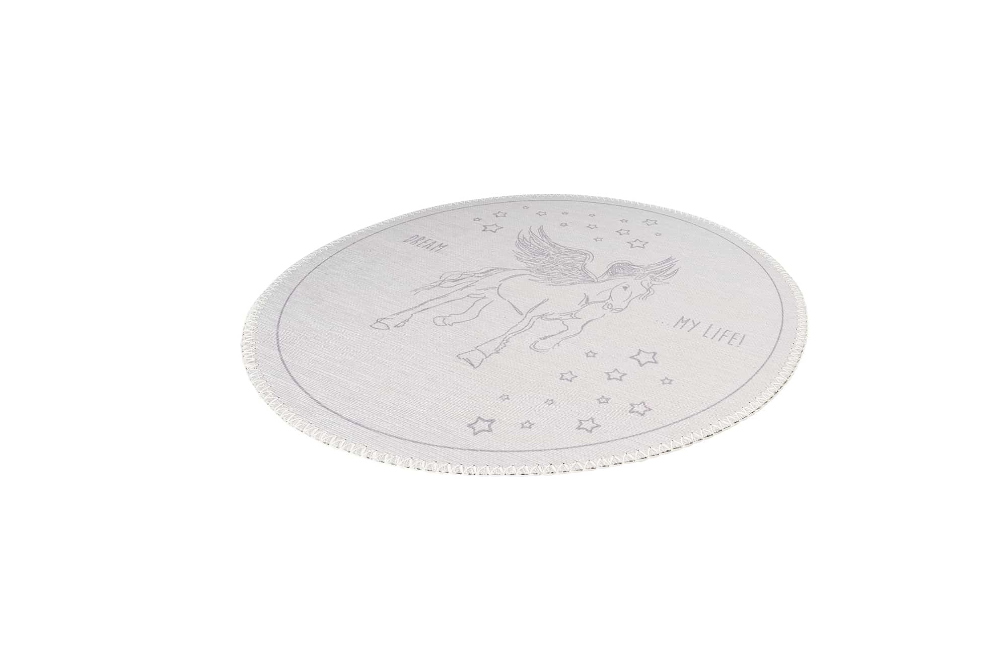 Teppich Bambini 200 Grau Ø 160cm RUND | Kinderteppich | Flachflor Teppich Bambini 200 Grau Ø 160cm RUND | Kinderteppich | Flachflor