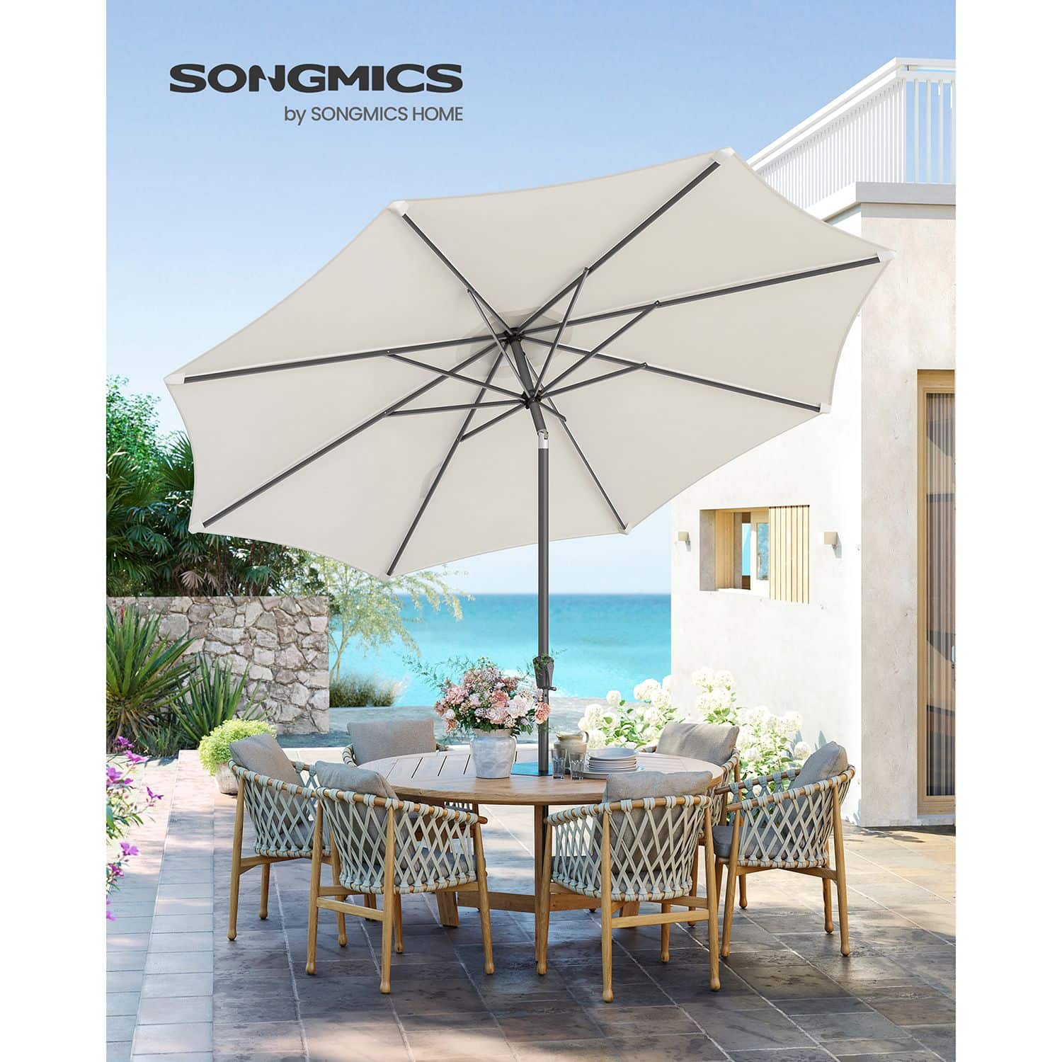 Sonnenschirm beidseitig um 30° knickbar beige Sonnenschirm beidseitig um 30° knickbar beige