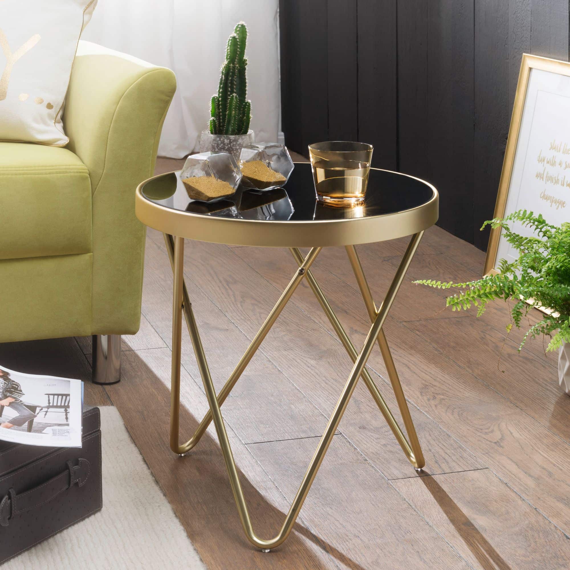 47919-WOHNLING-Beistelltisch-DANA-42-5-cm-Schw_1 Design Beistelltisch PARMA 42x46x42cm Couchtisch Rund Schwarz/Matt Gold