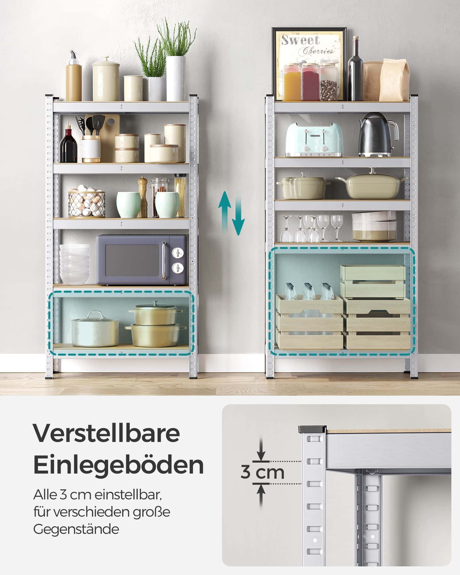 Schwerlastregal mit Stahlgestell silbern