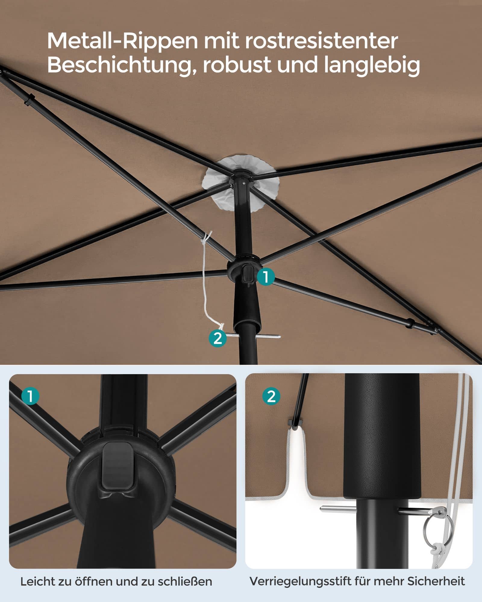Sonnenschirm 200 x 125 cm knickbar und höhenverstellbar