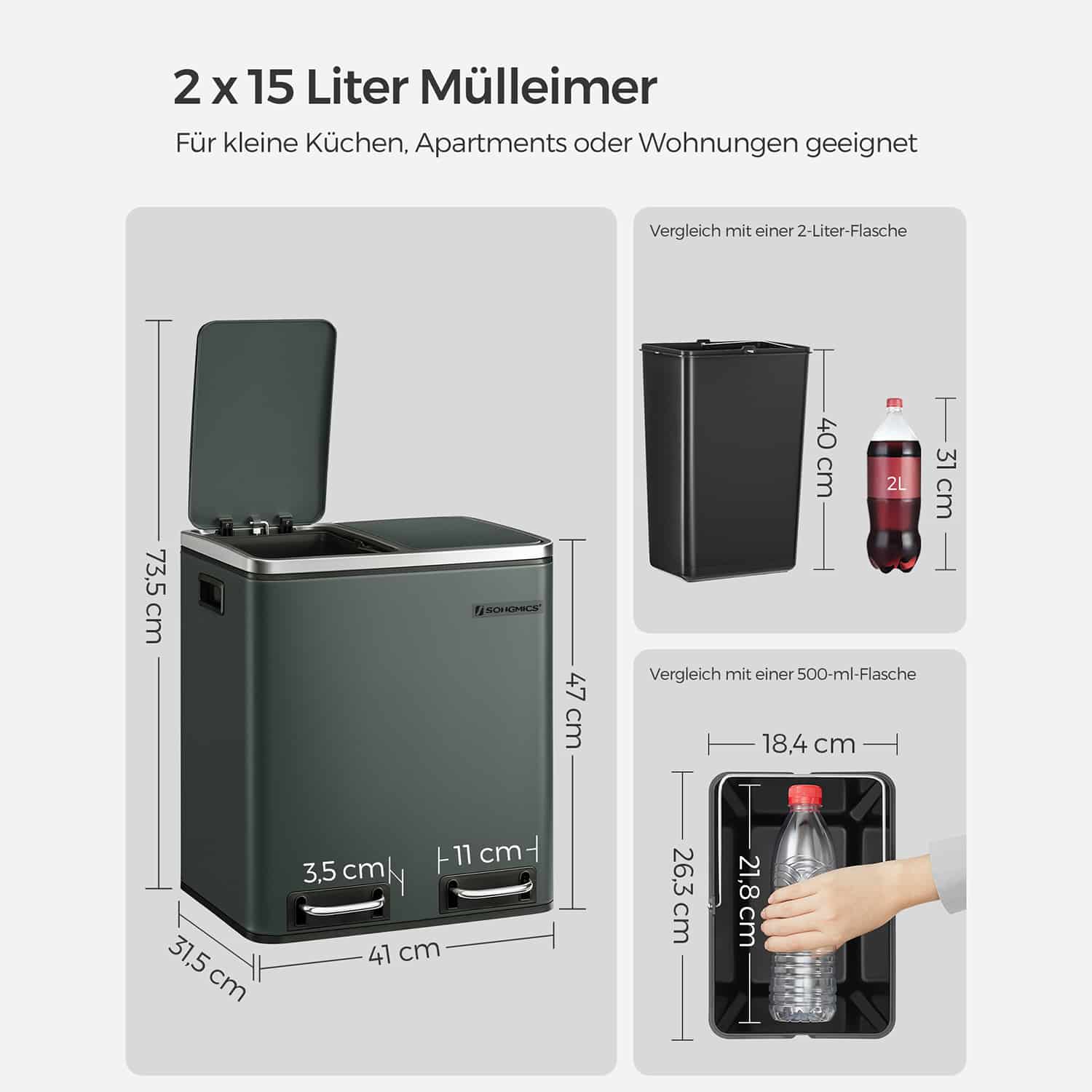 Abfalleimer aus Metall 30 Liter-B34LTB30GS Abfalleimer aus Metall 30 Liter-B34LTB30GS