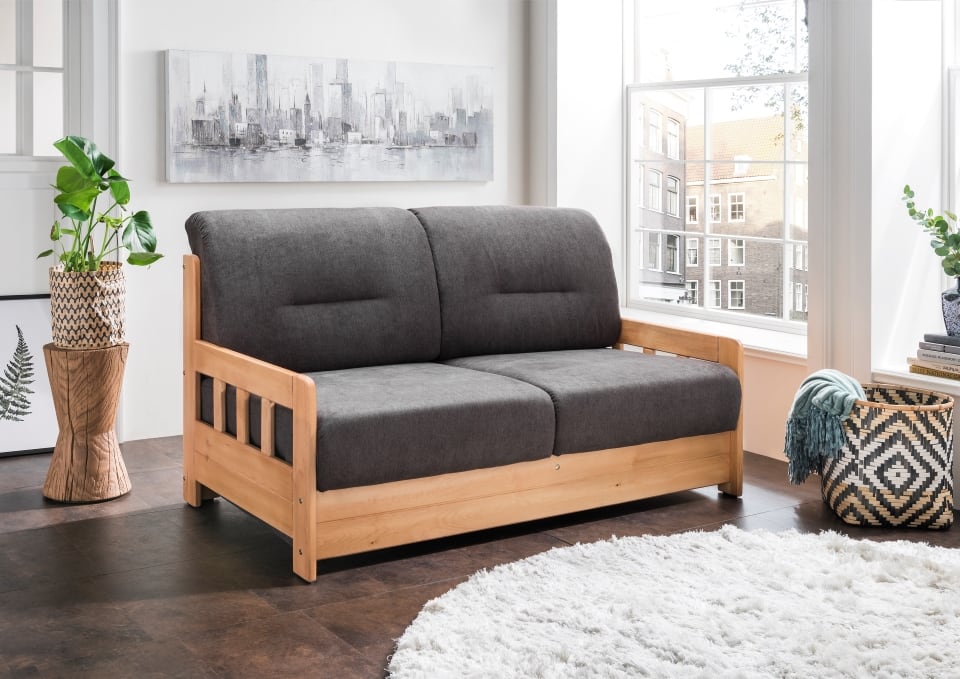 Camino-2F-3604-21-19 Benformato Sofa Camino in Dunkelbraun: Eleganz und Schlaffunktion in Perfektion