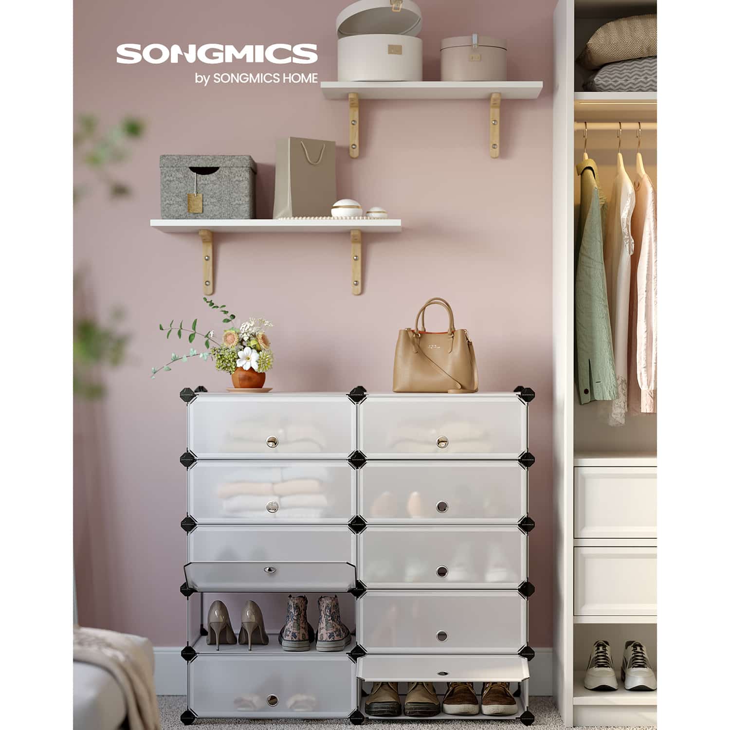 Steckregal mit Türen 10 Fächer Weiß-LPC10W Steckregal mit Türen 10 Fächer Weiß-LPC10W