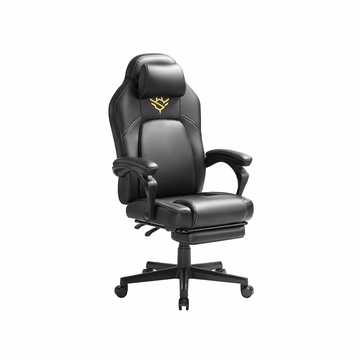 Gaming-Stuhl höhenverstellbar mit Fußstütze und Kopfkissen tintenschwarz