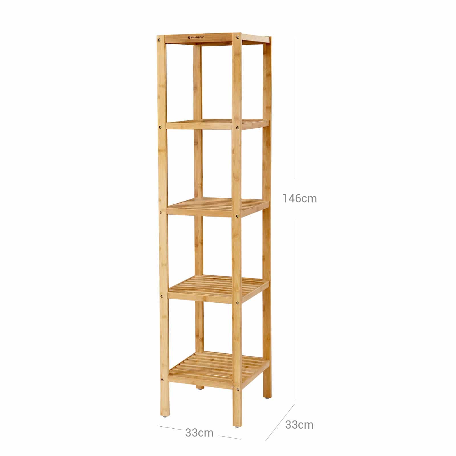 Bambus 5 Ablagen 33 x 33 x 146 cm schmal-BCB55Y Bambus 5 Ablagen 33 x 33 x 146 cm schmal-BCB55Y