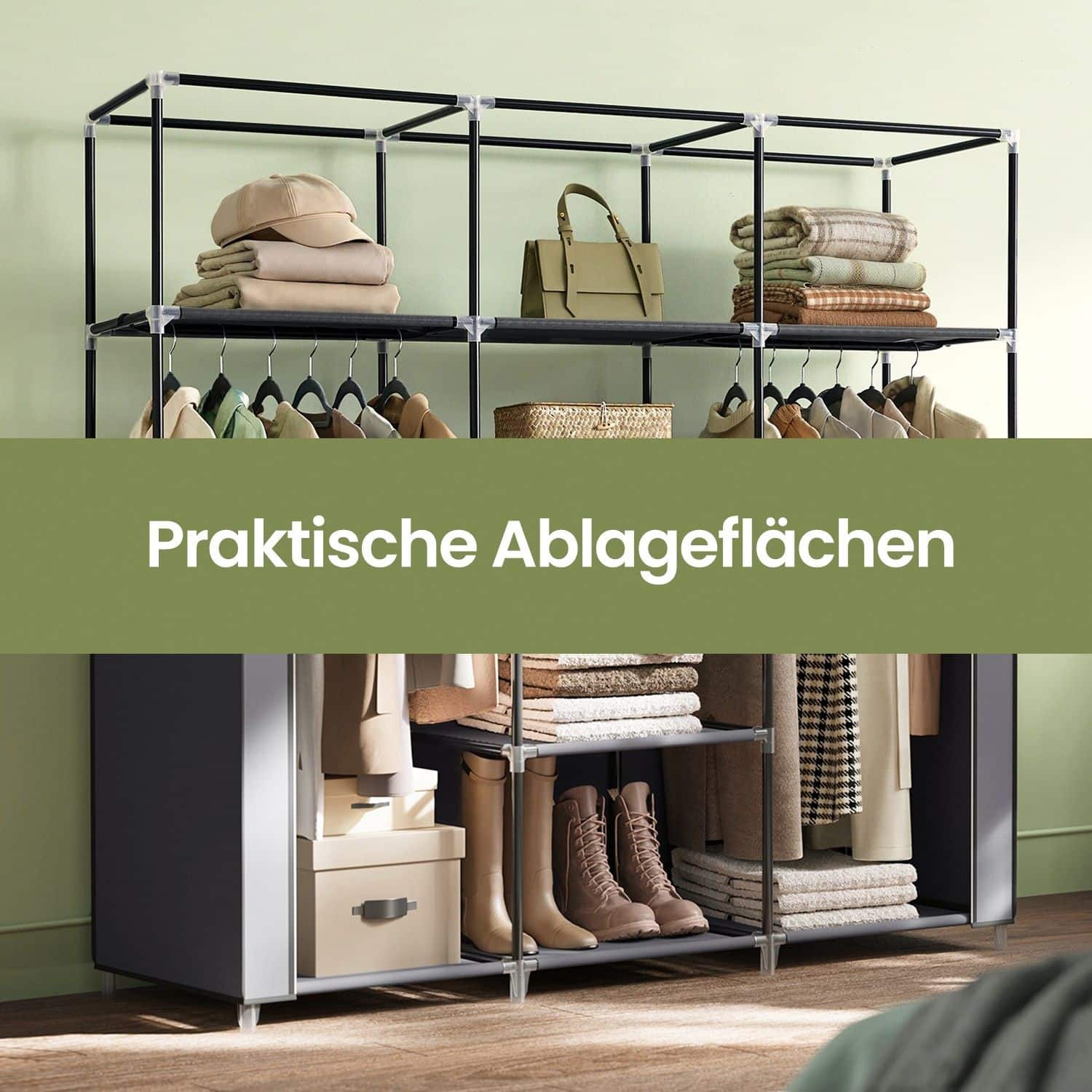 Großer Stoffschrank 175 x 150 cm Grau Großer Stoffschrank 175 x 150 cm Grau
