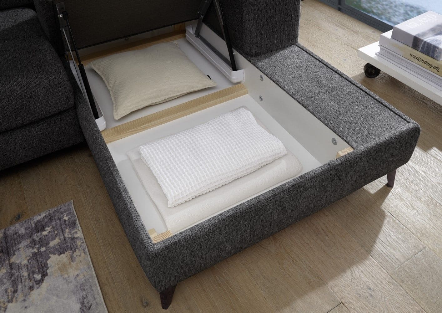 Sofa Sydney mit Schlaffunktion und Bettkasten von ED