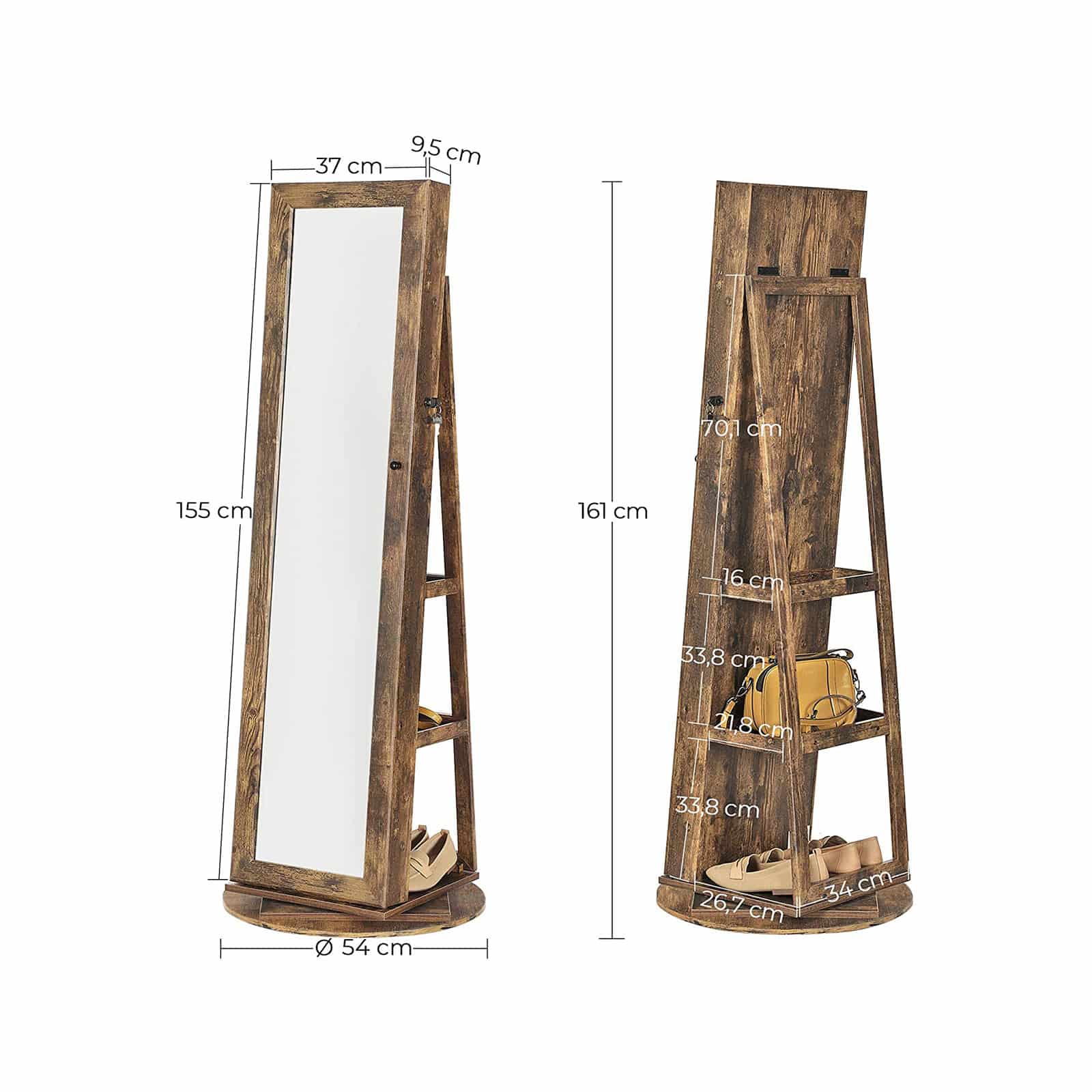 Schmuckschrank 360° drehbar Vintagebraun-B34JJC062K01 Schmuckschrank 360° drehbar Vintagebraun-B34JJC062K01