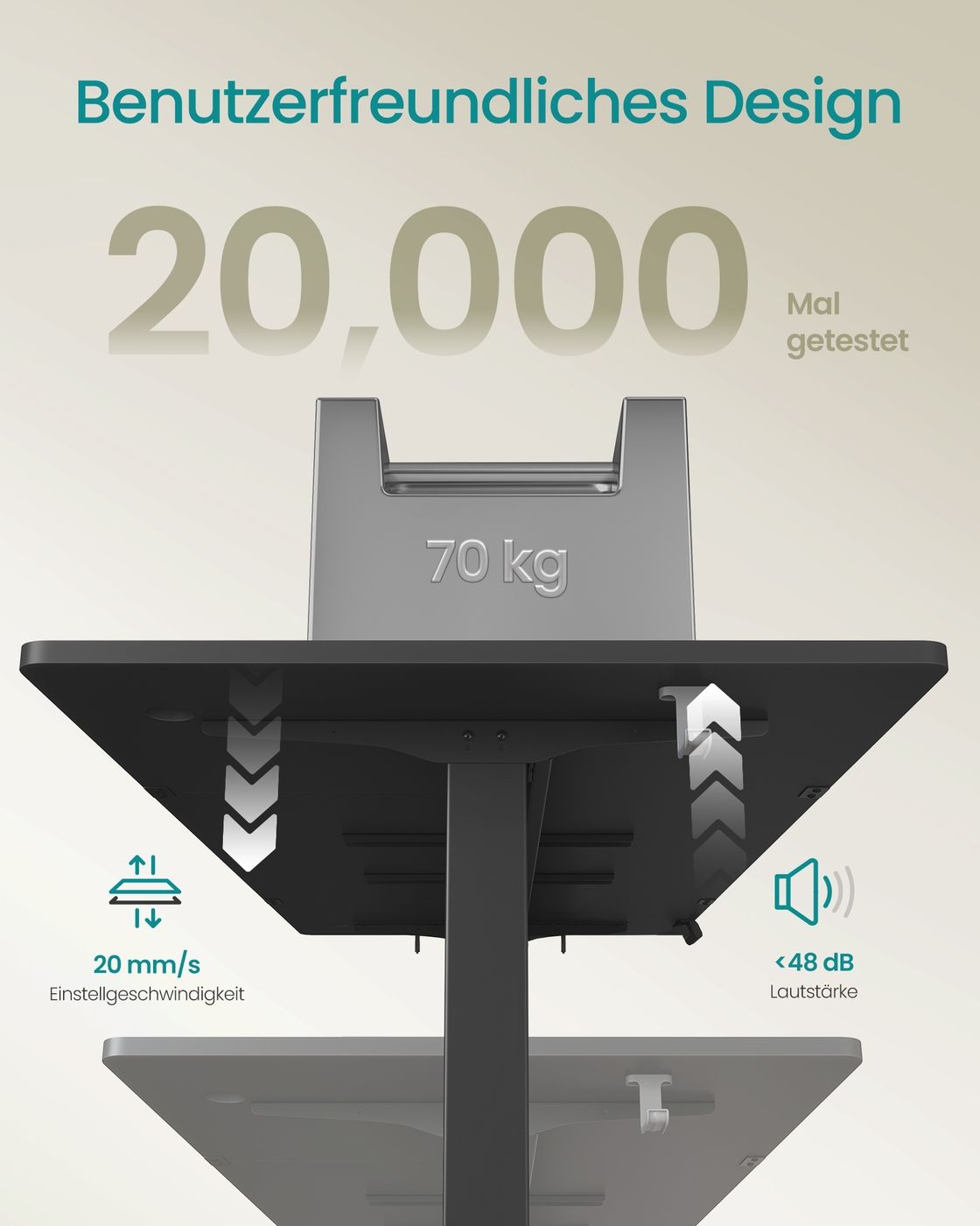 Höhenverstellbarer Schreibtisch elektrisch 180 x 80 cm tintenschwarz