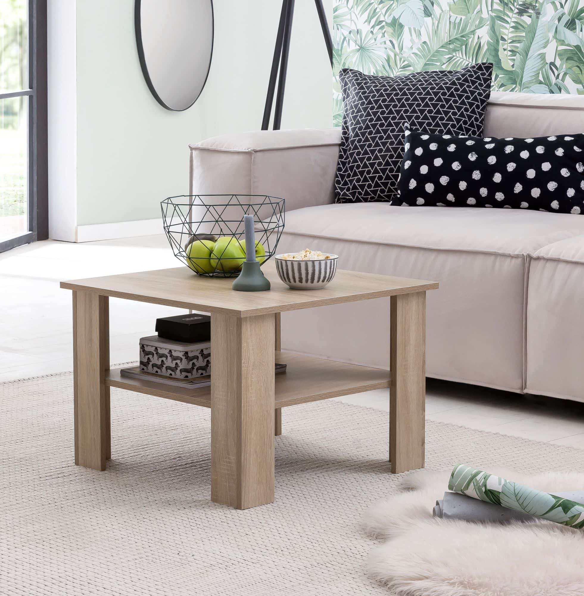 48493-WOHNLING-Couchtisch-GINA-60x60x42-cm-Sonoma_2 Couchtisch WL5.833 Sonoma Eiche 60x42x60 cm Design Holztisch mit Ablage