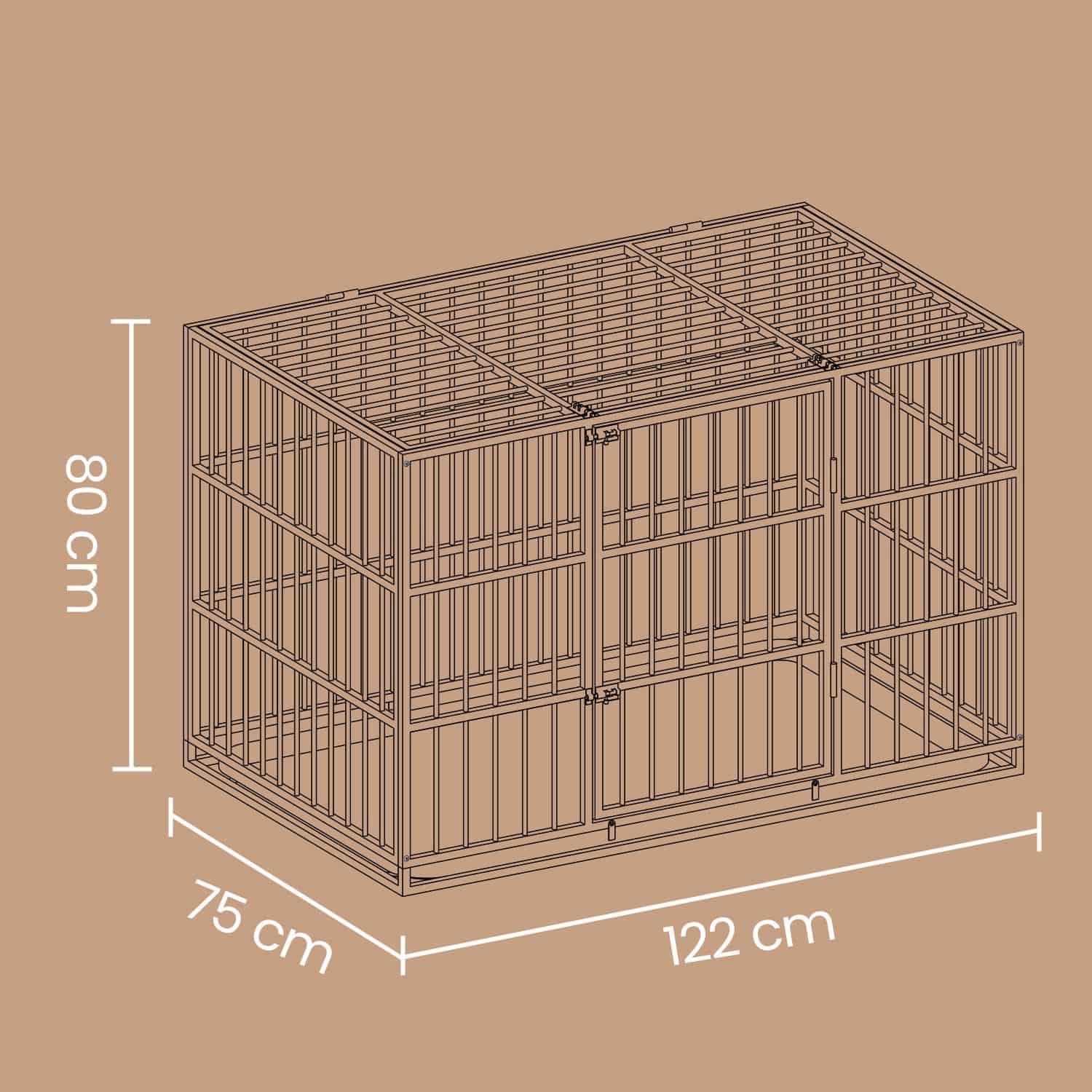 Hundekäfig 122 x 75 x 80 cm mit herausnehmbarer Bodenschale Hundekäfig 122 x 75 x 80 cm mit herausnehmbarer Bodenschale