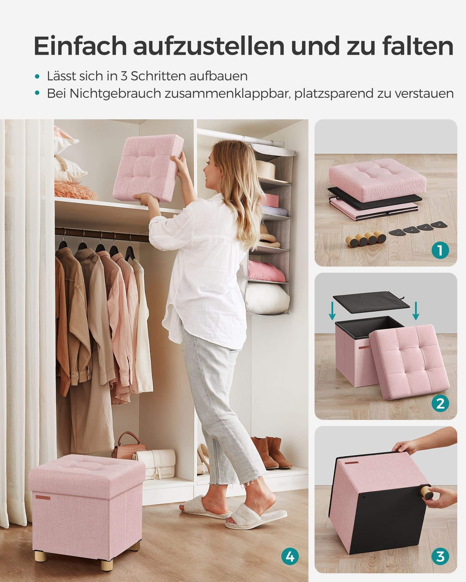 Sitzhocker mit Stauraum, kleine klappbare Sitzbank, 38 Sitzhocker mit Stauraum, kleine klappbare Sitzbank, 38