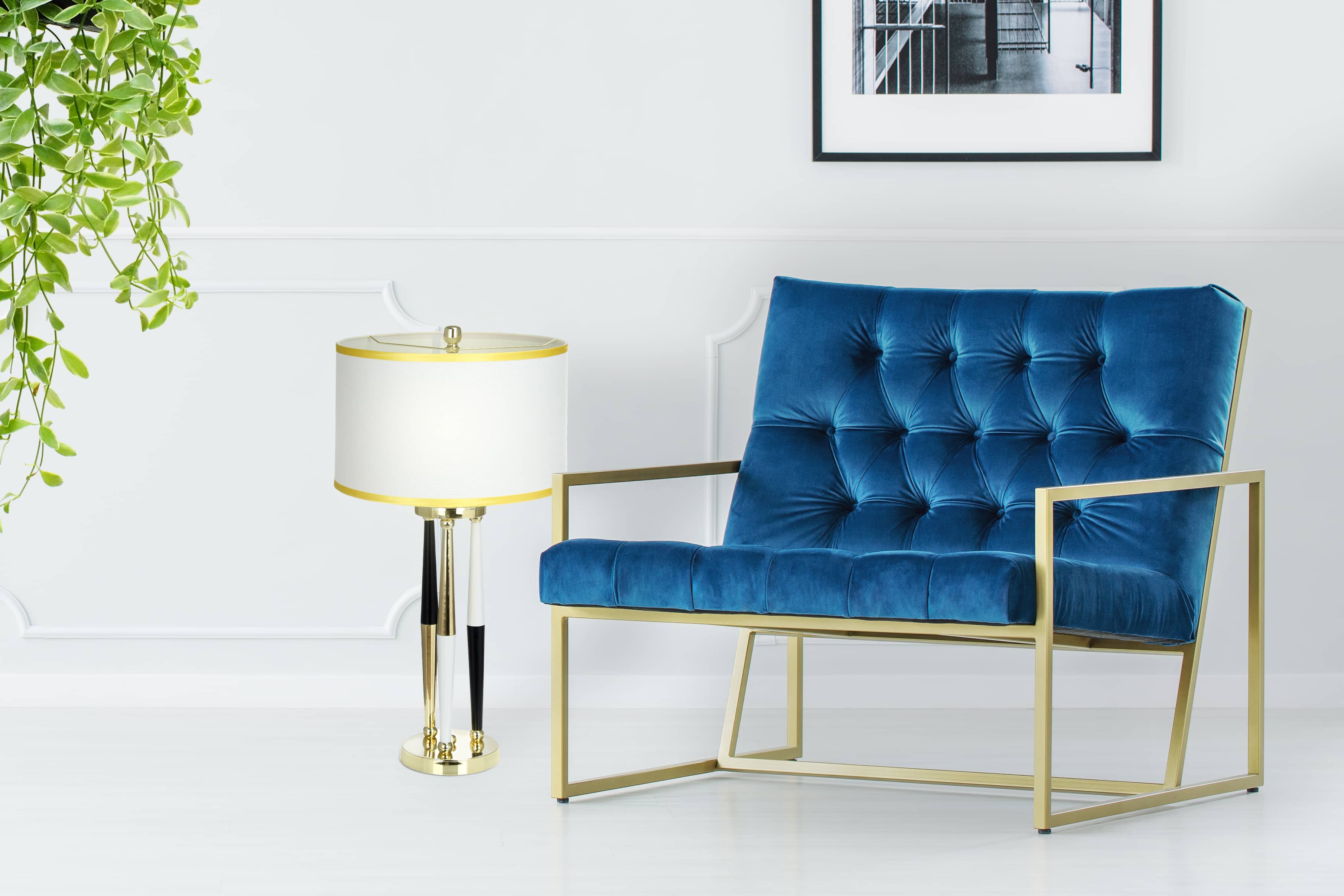 Tisch- / Stehlampe Paralla 125 Weiß / Schwarz / Gold Tisch- / Stehlampe Paralla 125 Weiß / Schwarz / Gold