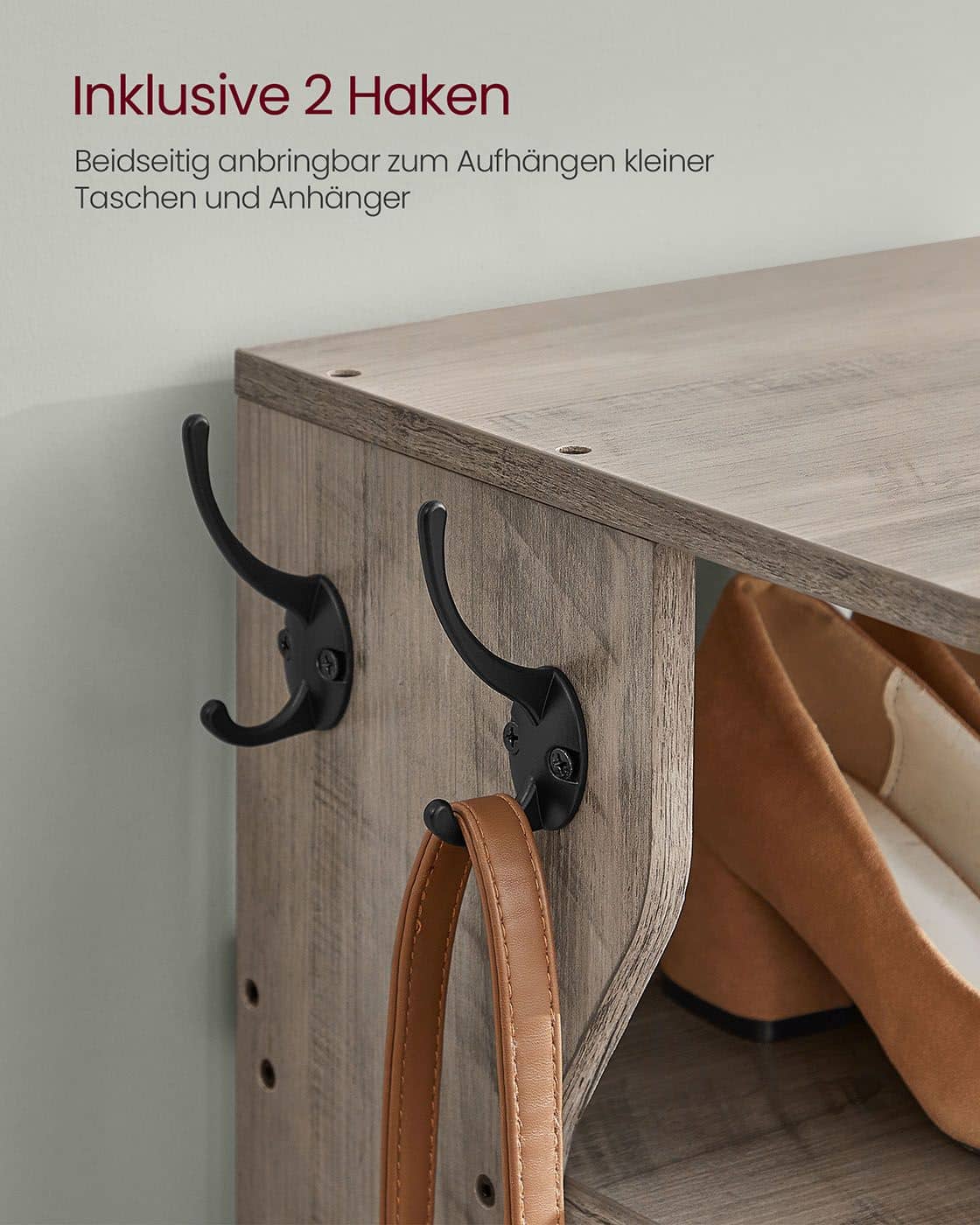 Schmales Schuhregal mit 7 Ebenen greige meliert Schmales Schuhregal mit 7 Ebenen greige meliert