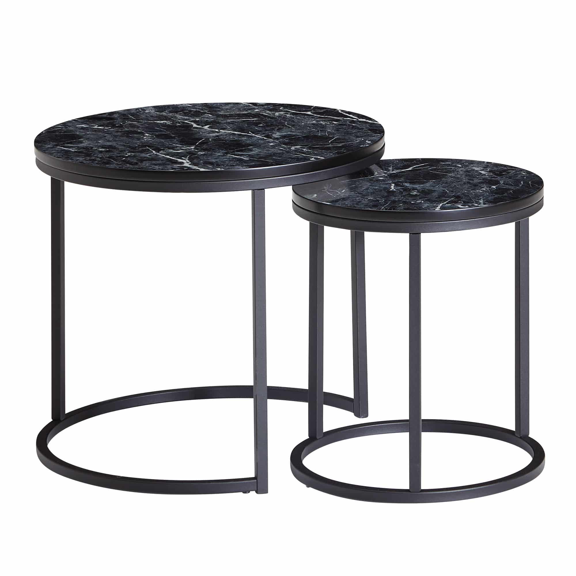 57304-Wohnling-Couchtisch-2er-Set-Marmoroptik-schwarz-WL6-251-WL6-251_6 Design Beistelltisch 2er Set Schwarz Marmor Optik Rund