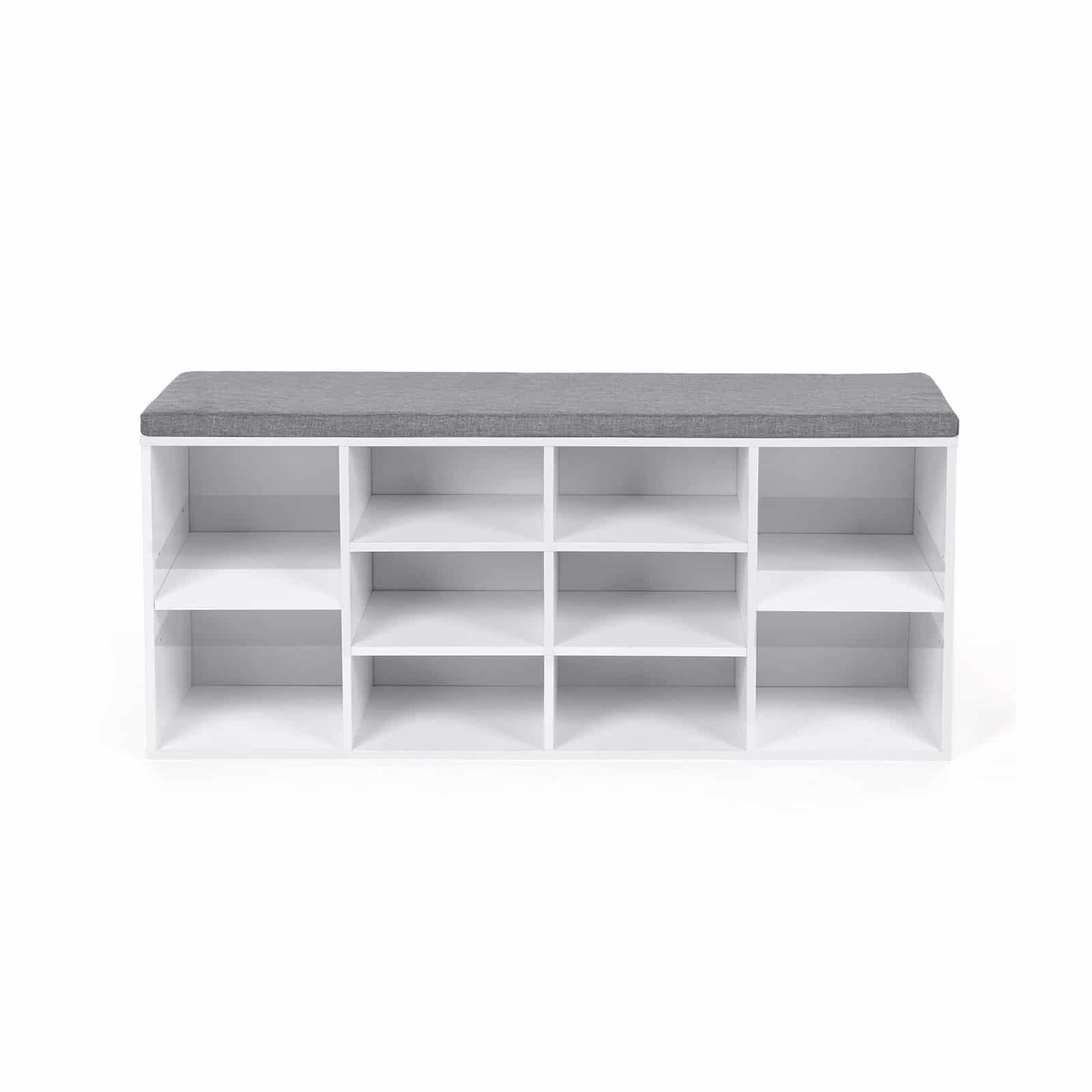 Gepolsterte Schuhbank Weiß-Grau-B34LHS10WT Gepolsterte Schuhbank Weiß-Grau-B34LHS10WT