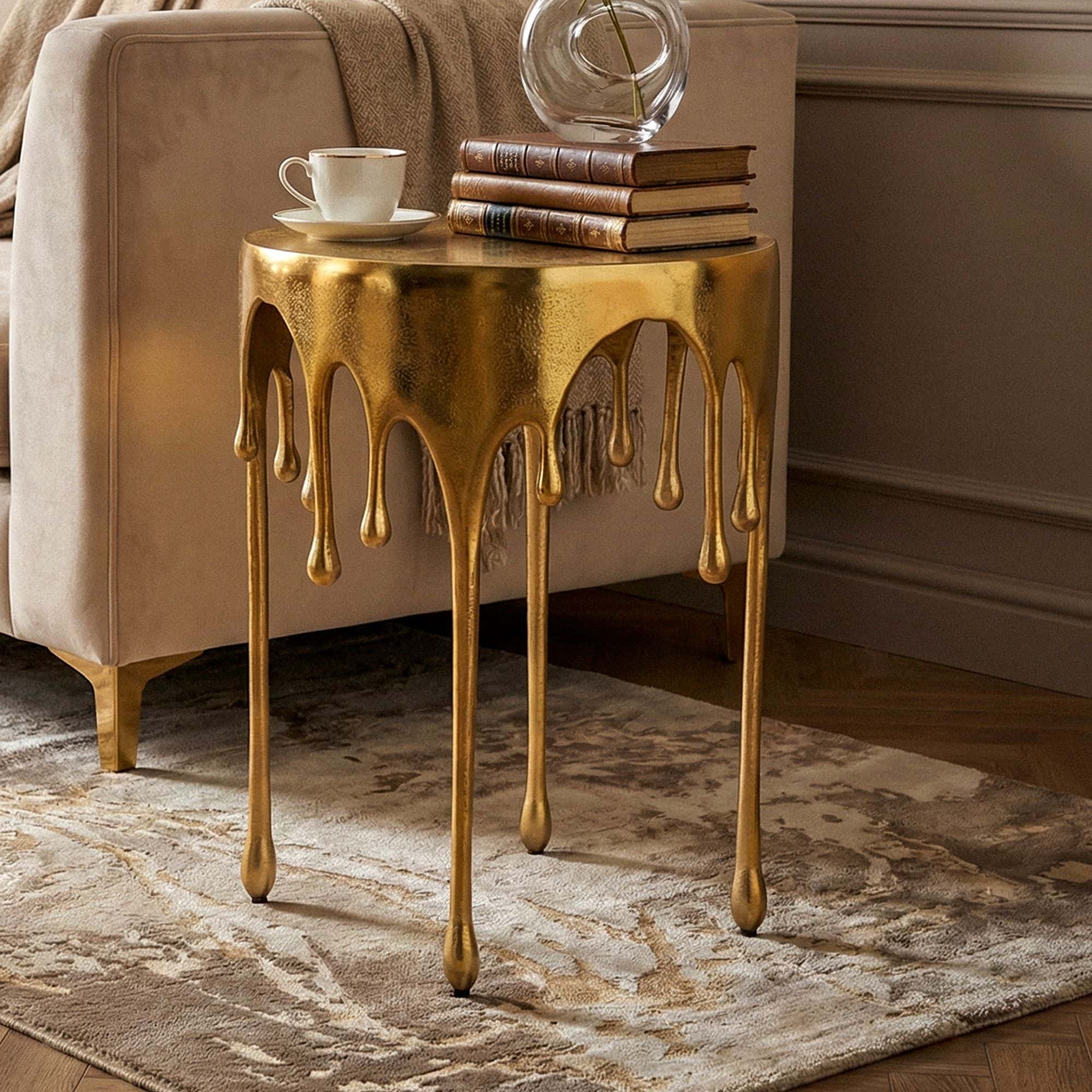 Beistelltisch Gold 43cm Aluminium Tisch Rund - Design Anstelltisch Alu Modern - Wohnzimmertisch Metall Tropfen - Metalltisch Dekotisch Couchtisch Handmade Beistelltisch Gold 43cm Aluminium Tisch Rund - Design Anstelltisch Alu Modern - Wohnzimmertisch Metall Tropfen - Metalltisch Dekotisch Couchtisch Handmade