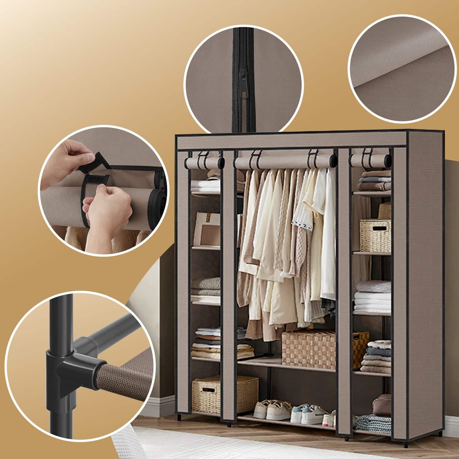 Kleiderschrank, Stoffschrank, mit Überzug aus Vliesstoff Kleiderschrank, Stoffschrank, mit Überzug aus Vliesstoff