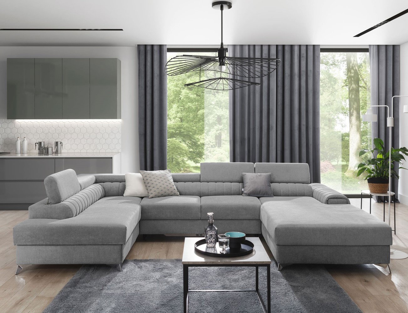 Wohnlandschaft mit Schlaffunktion Lacante und Bettkasten im modernen Design für stilvolles Wohnen Wohnlandschaft mit Schlaffunktion Lacante und Bettkasten im modernen Design für stilvolles Wohnen