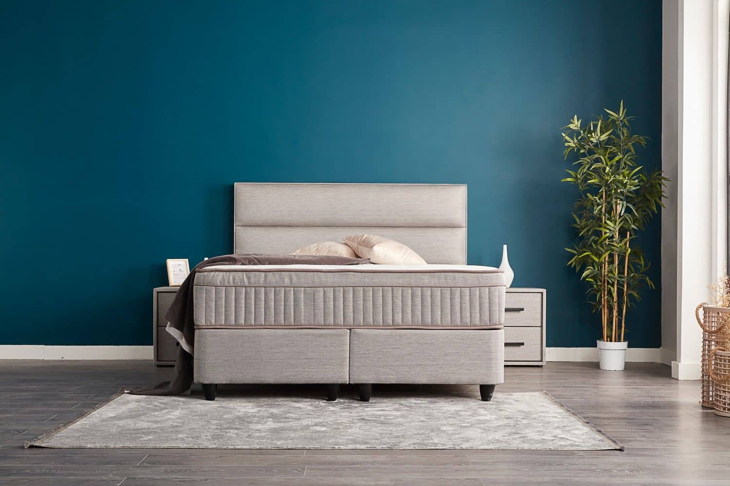 Boxspringbett Suna Hellgrau mit Bettkasten – ABC Bedding Boxspringbett Suna Hellgrau mit Bettkasten – ABC Bedding