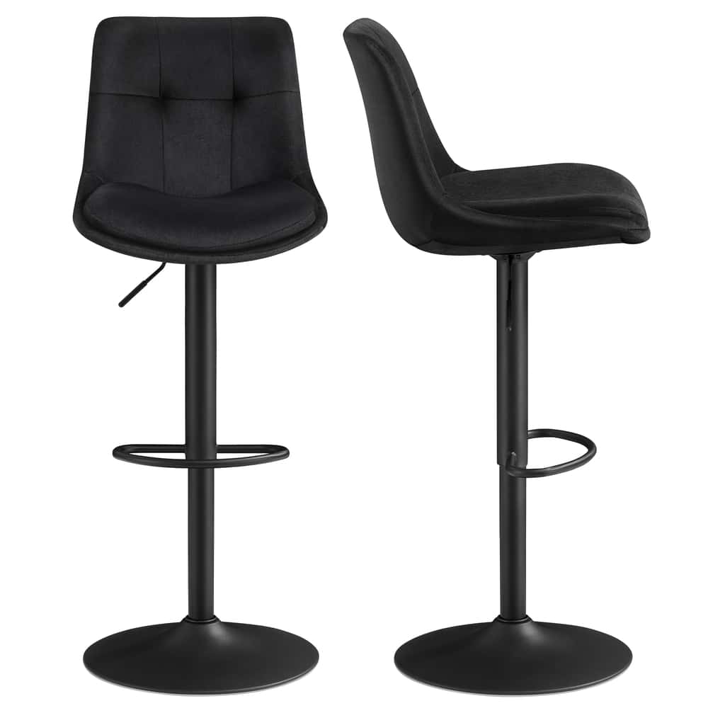 2 Barstühle, Barhocker mit Rückenlehne und Fußstütze, höhenverstellbar 2 Barstühle, Barhocker mit Rückenlehne und Fußstütze, höhenverstellbar