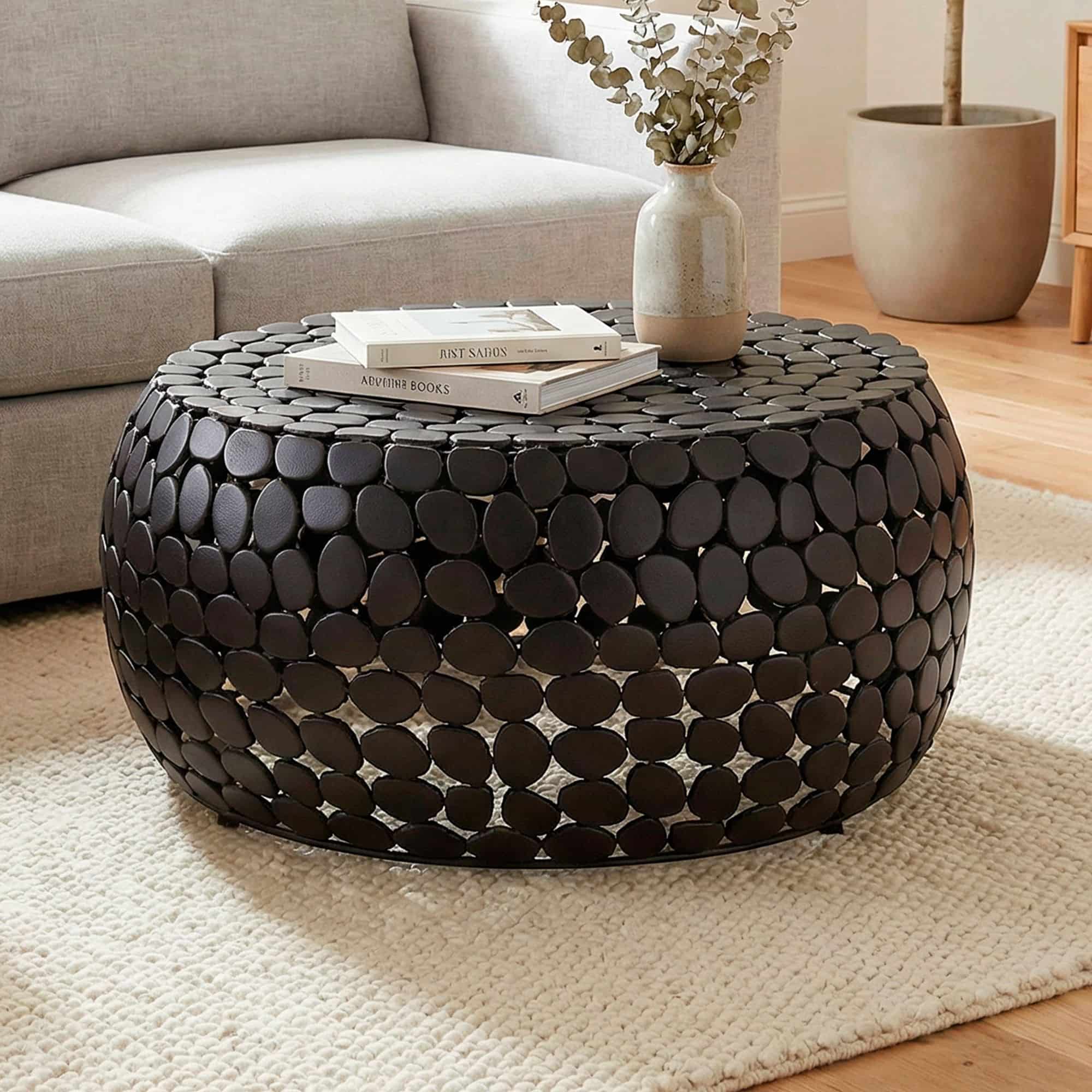 Couchtisch Aluminium schwarz rund 66x32 cm - Design Sofatisch Wohnzimmer - Moderner Wohnzimmertisch Metall - Runder Loungetisch - Alu Beistelltisch Handmade Couchtisch Aluminium schwarz rund 66x32 cm - Design Sofatisch Wohnzimmer - Moderner Wohnzimmertisch Metall - Runder Loungetisch - Alu Beistelltisch Handmade