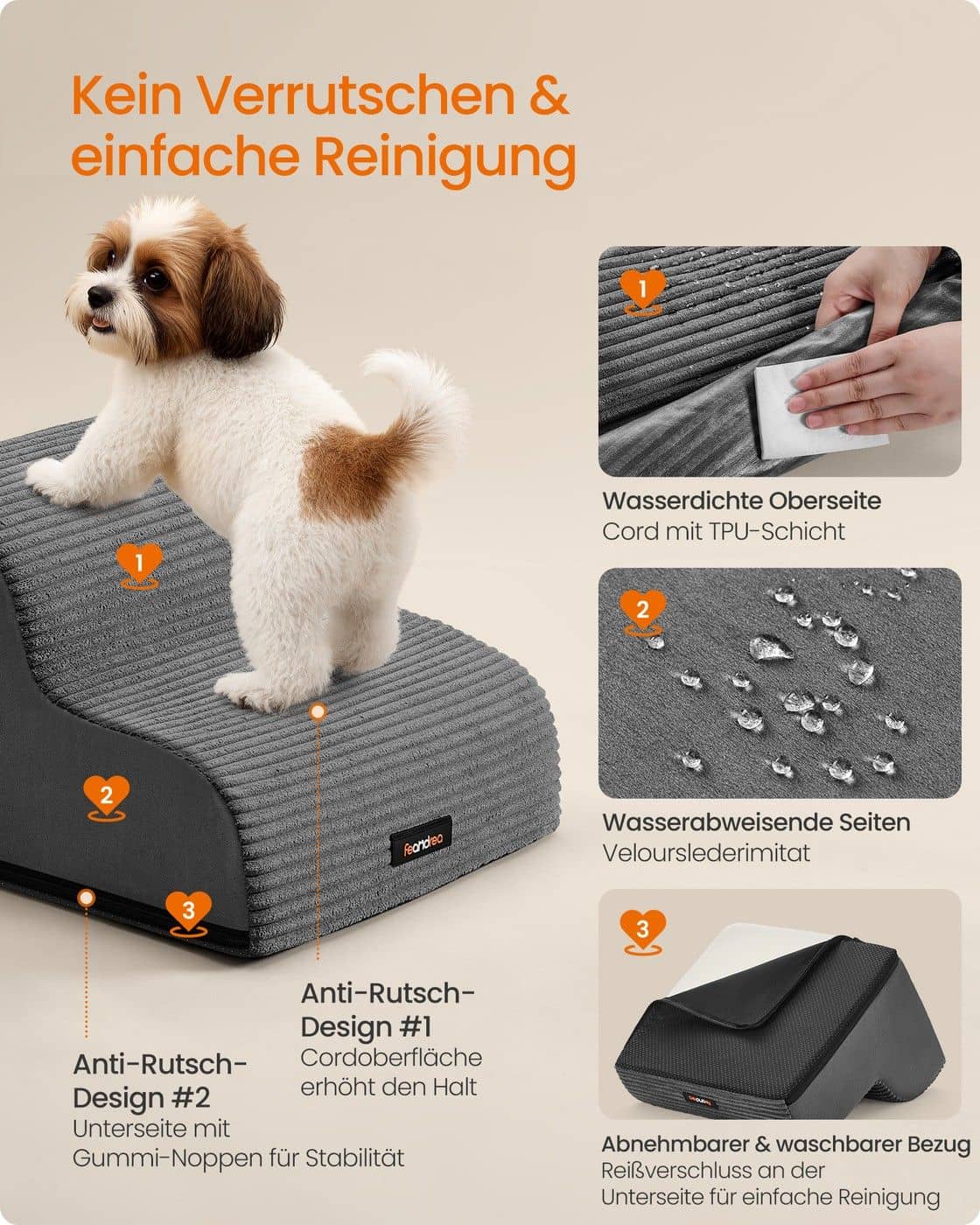 Hundetreppe mit rutschfestem Bezug Hundetreppe mit rutschfestem Bezug