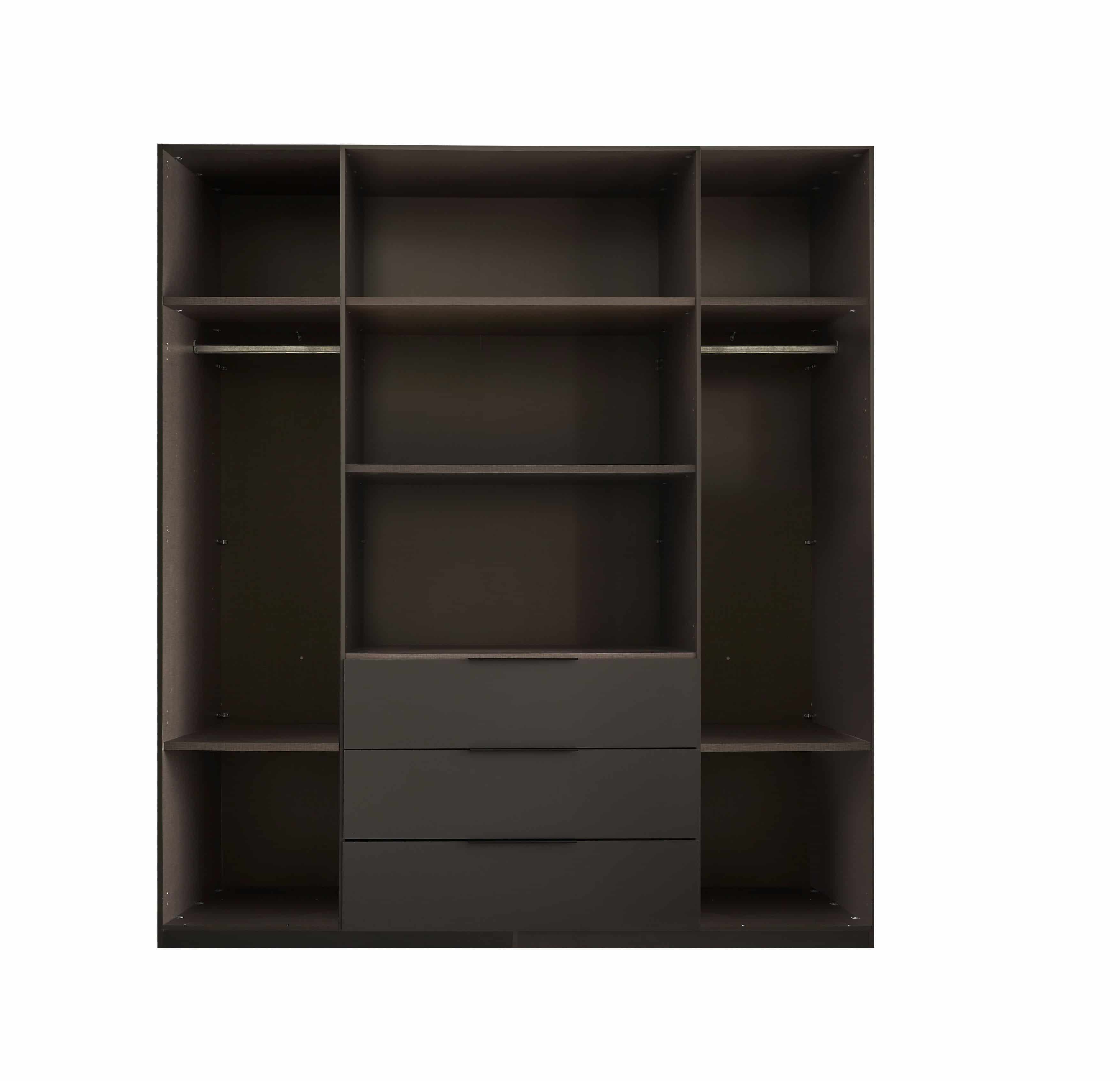 Kleiderschrank Nuka 200x225 cm – moderner Schrank in Graphit/Hellgrau mit 4 Türen & 3 Schubladen Kleiderschrank Nuka 200x225 cm – moderner Schrank in Graphit/Hellgrau mit 4 Türen & 3 Schubladen