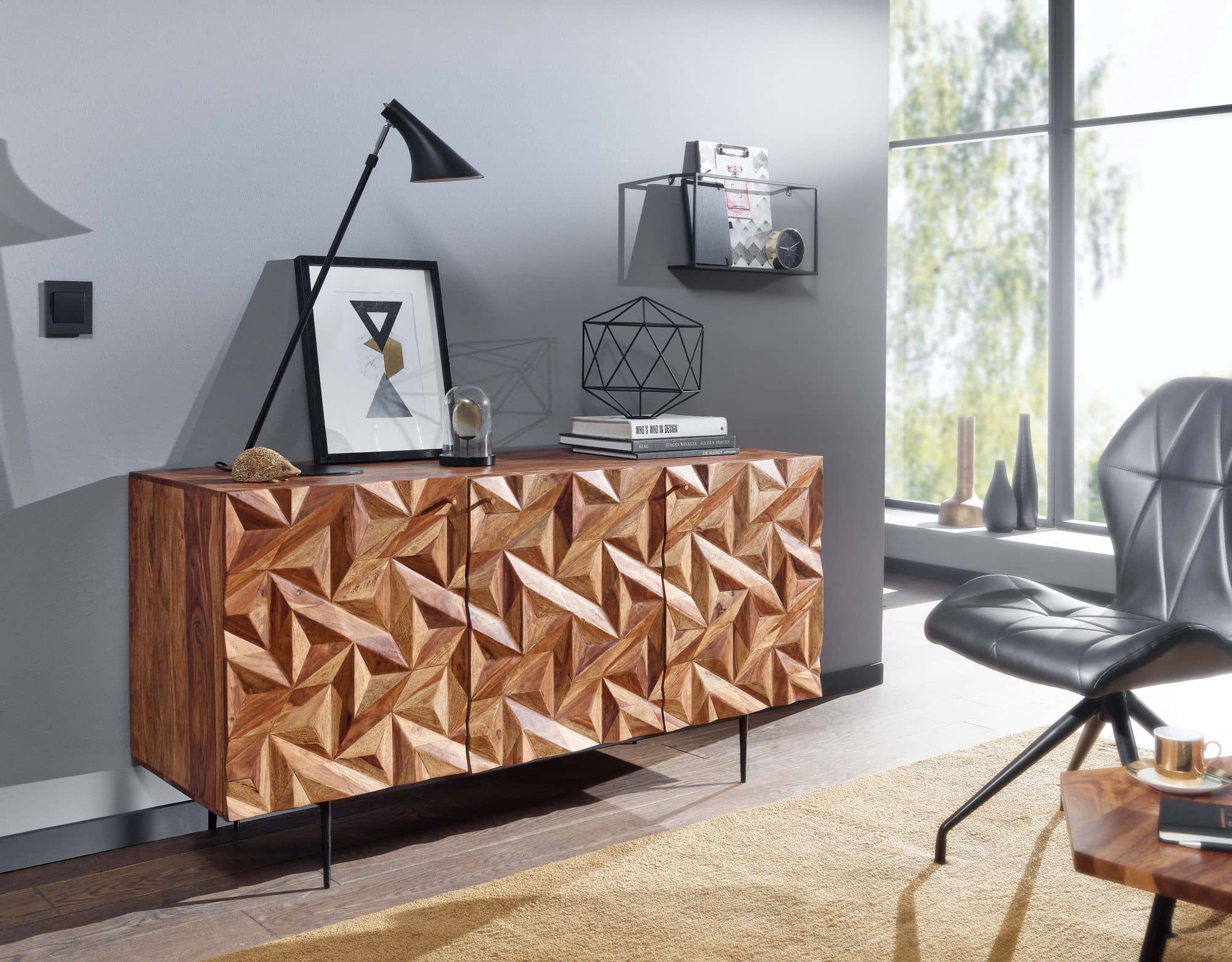 64625-Wohnling-Sideboard-144x45x73-cm-Sheesham-WL6-562-WL6-562_4 Sideboard 144x72x47 cm Sheesham Massivholz / Metall Anrichte