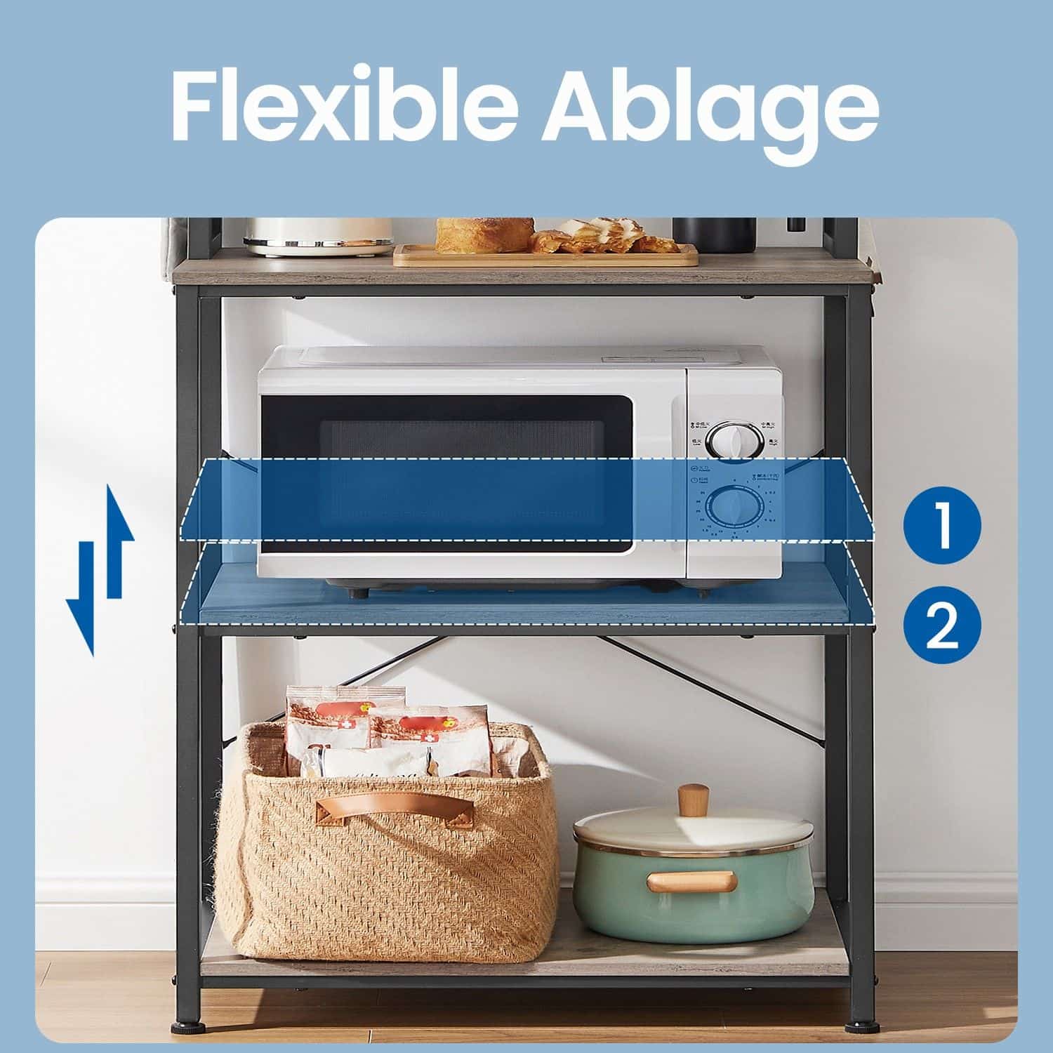 VASAGLE Küchenregal 6 Ebenen greige-schwarz