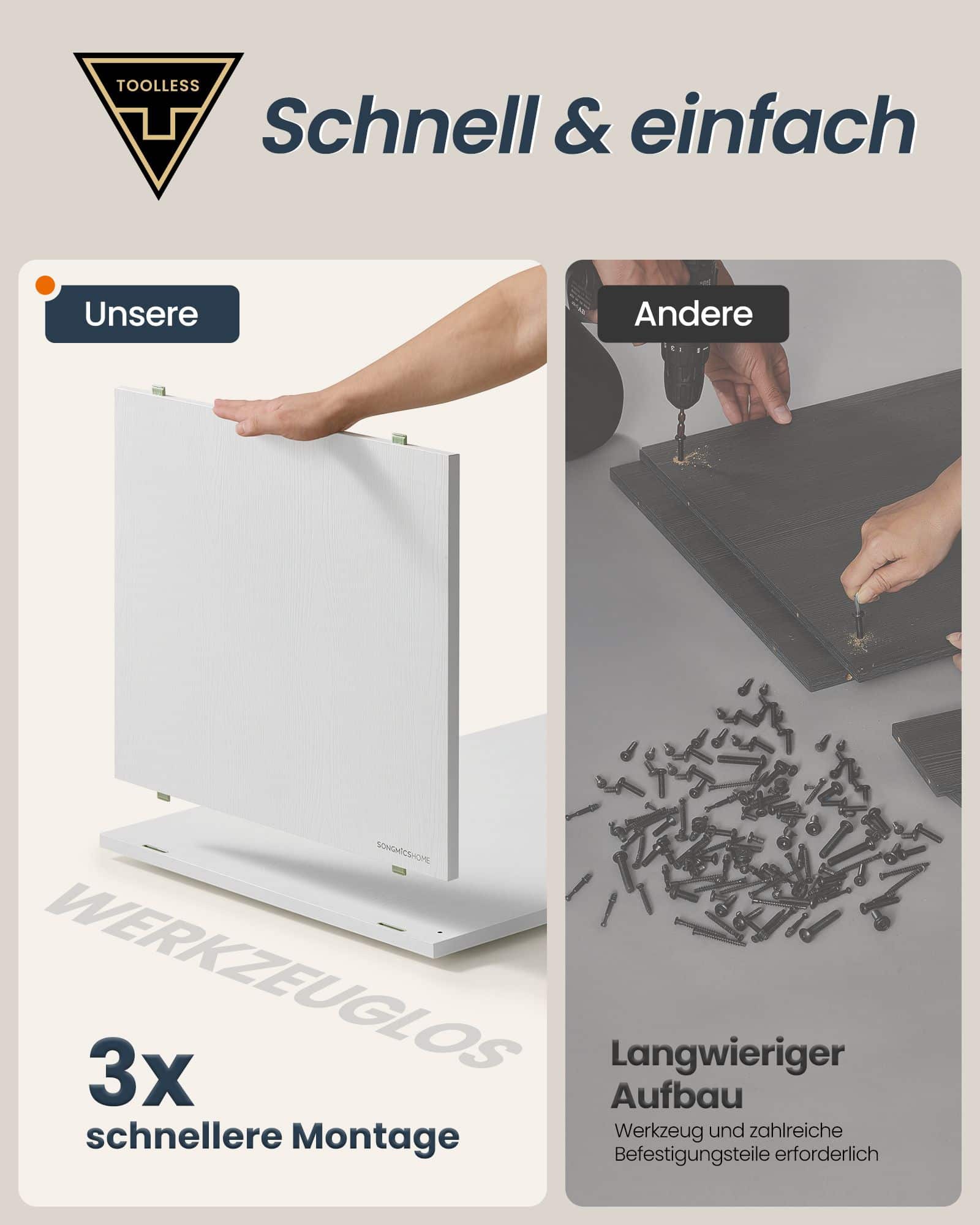 Schminktisch mit Regal nebeneinander oder L-förmig schneeweiß