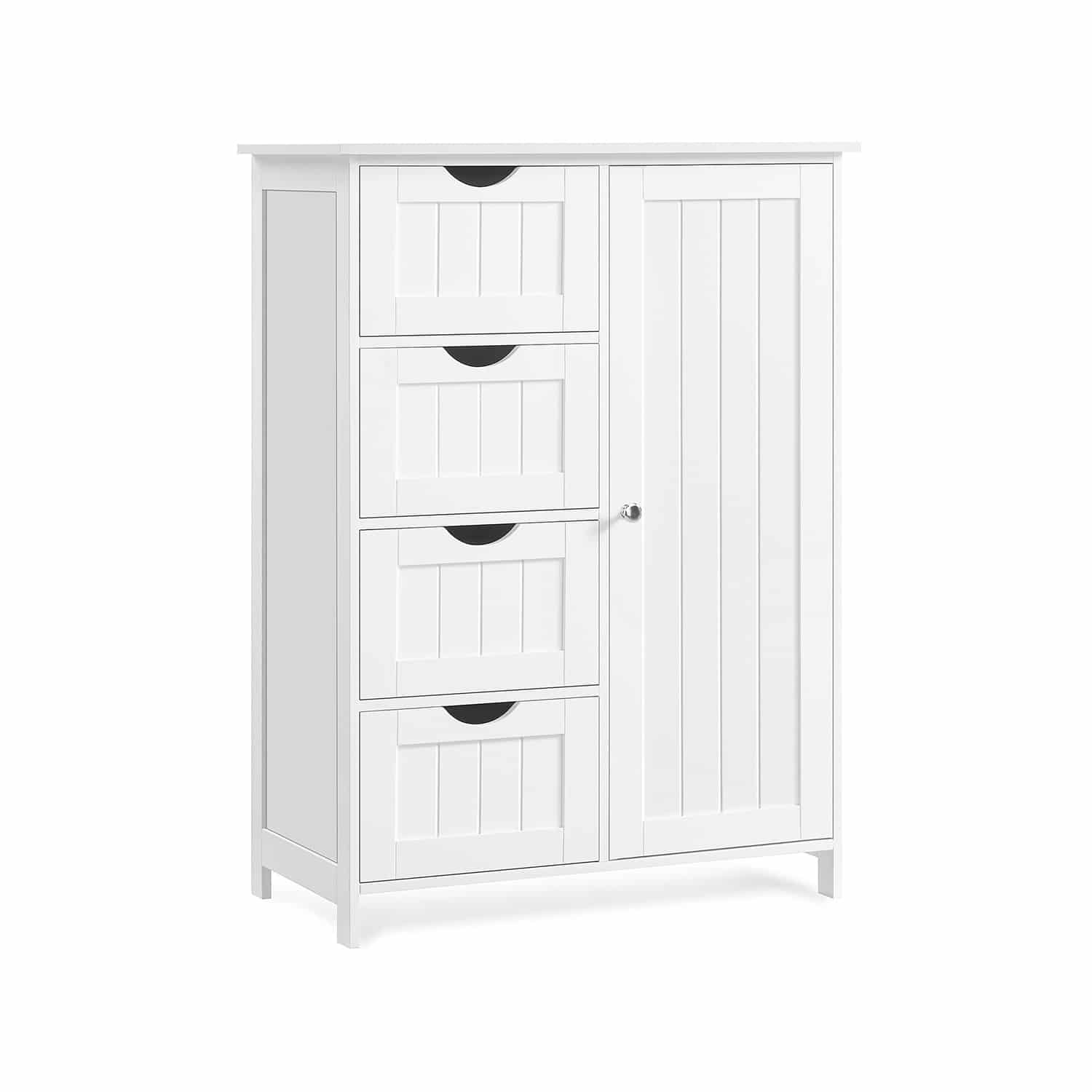 Schmaler Badschrank mit 4 Schubladen wolkenweiß Schmaler Badschrank mit 4 Schubladen wolkenweiß