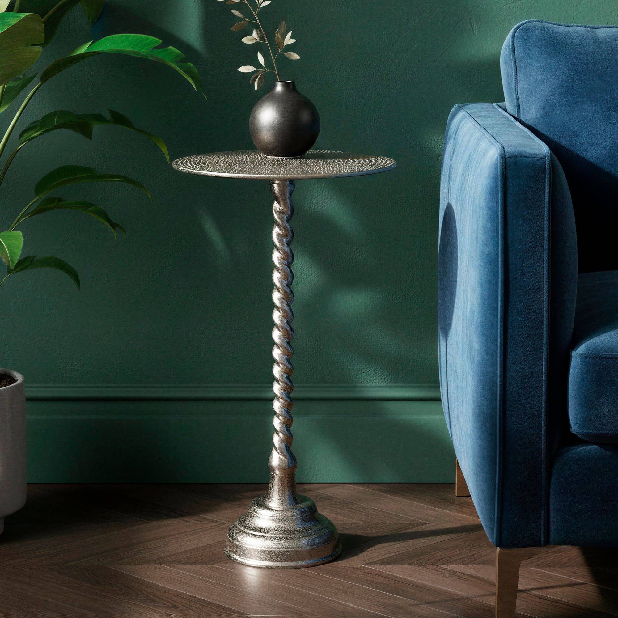 Beistelltisch Aluminium 28cm - Kleiner runder Anstelltisch aus Metall silber - Design Wohnzimmertisch - Dekotisch - Couchtisch - Metalltisch Handmade pflegeleicht