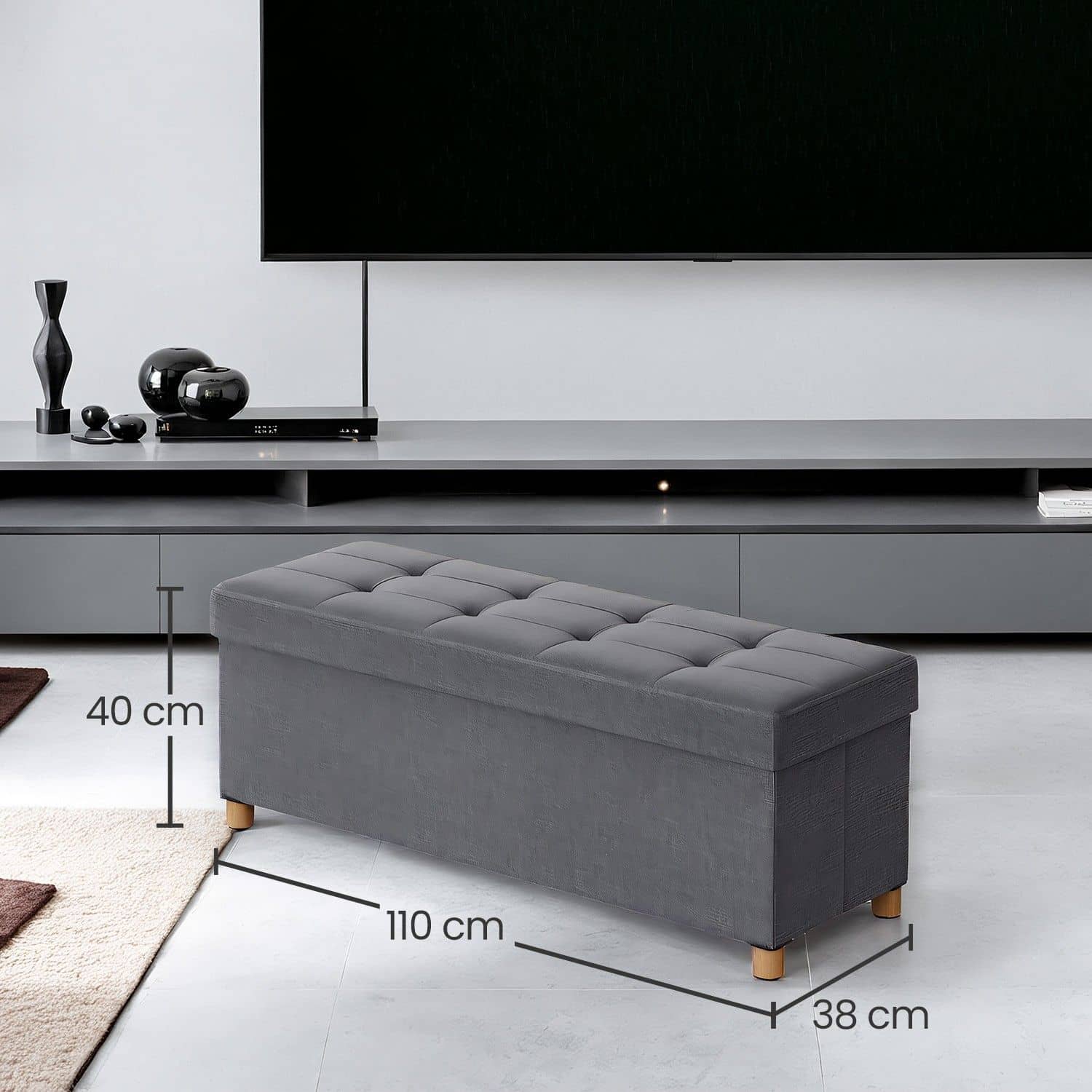 Sitzhocker, klappbare Sitzbank mit Stauraum, Beinen Sitzhocker, klappbare Sitzbank mit Stauraum, Beinen