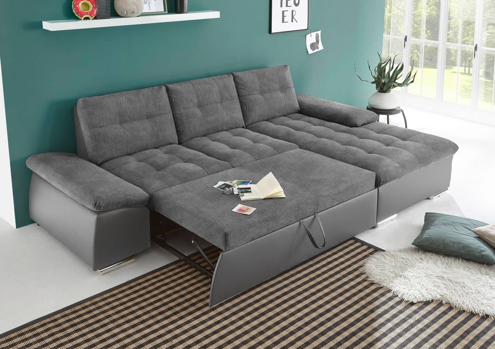 Ecksofa Jakarta Dunkelgrau | Anthrazit – Modernes Sofa mit Schlaffunktion & verstellbaren Armlehnen Ecksofa Jakarta Dunkelgrau | Anthrazit – Modernes Sofa mit Schlaffunktion & verstellbaren Armlehnen