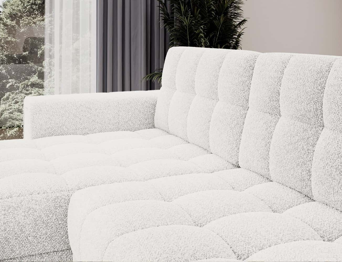 Ecksofa Blenvi Weiß mit Schlaffunktion & Bettkasten | Royal | Eltap | beidseitig montierbar