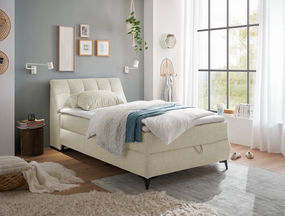 Boxbett Atlantis 120×200 cm in Ivory von ED Exciting Design mit Bettkasten