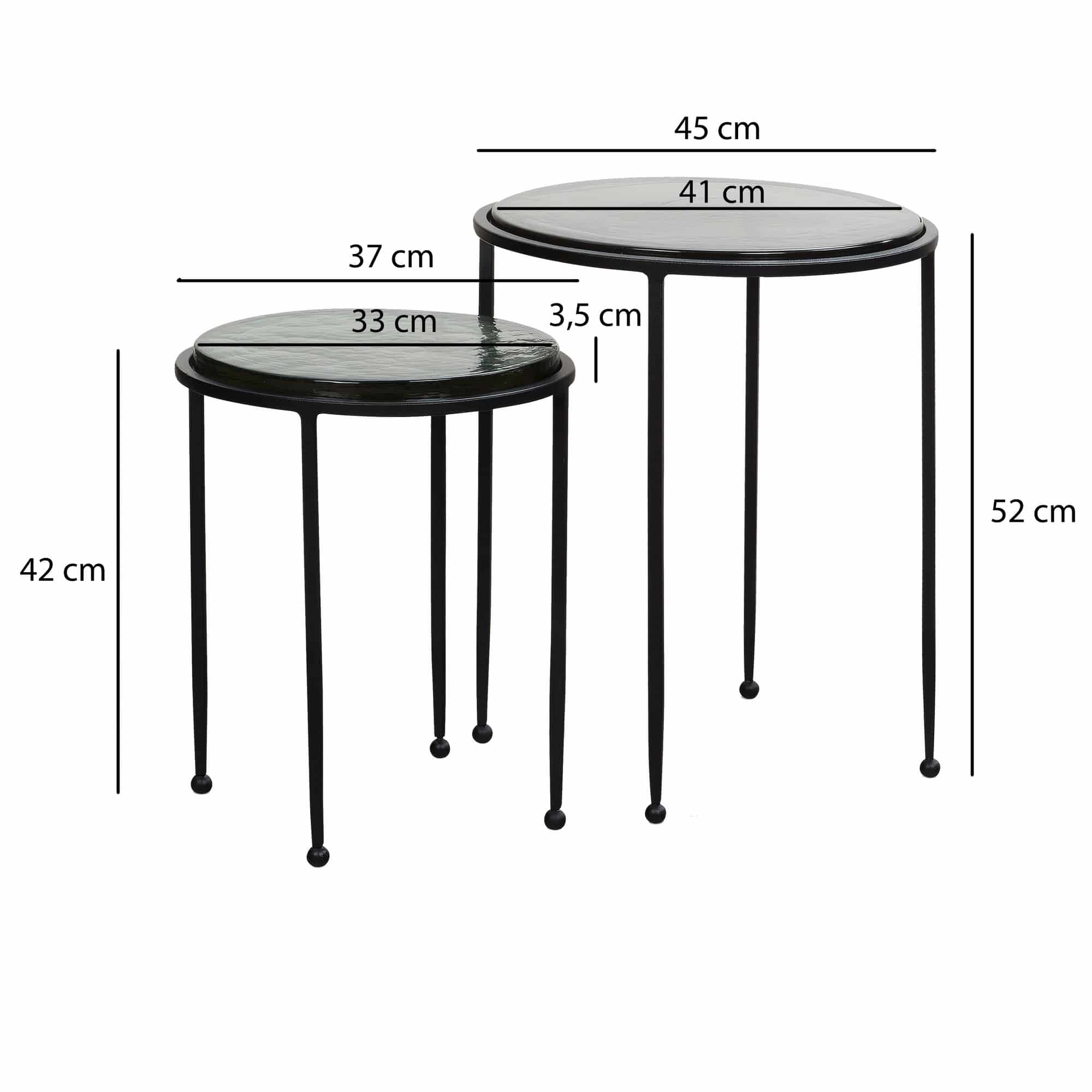 Beistelltisch 2er Set Grün Schwarz Design Satztisch Glas Metall Rund Beistelltisch 2er Set Grün Schwarz Design Satztisch Glas Metall Rund