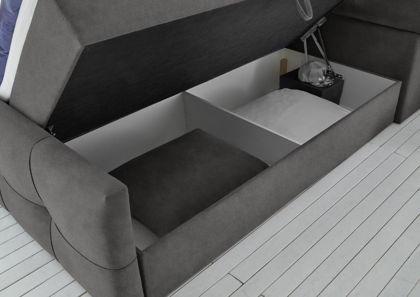 Boxspringbett Redmond Mikrofaser Azar mit Stauraum