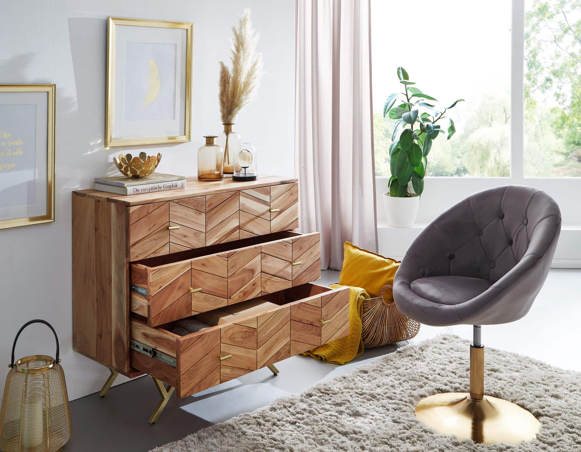 55959-Wohnling-Sideboard-90x40x85-cm-Akazie-WL6-161-WL6-161_3 Sideboard 90x86,5x40 cm Akazie Massivholz / Metall Anrichte
