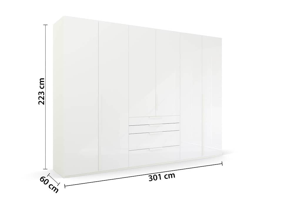 6-türiger Kleiderschrank Purisma von rauch mit Glasfront - In alpinweiß, seidengrau und graphit 