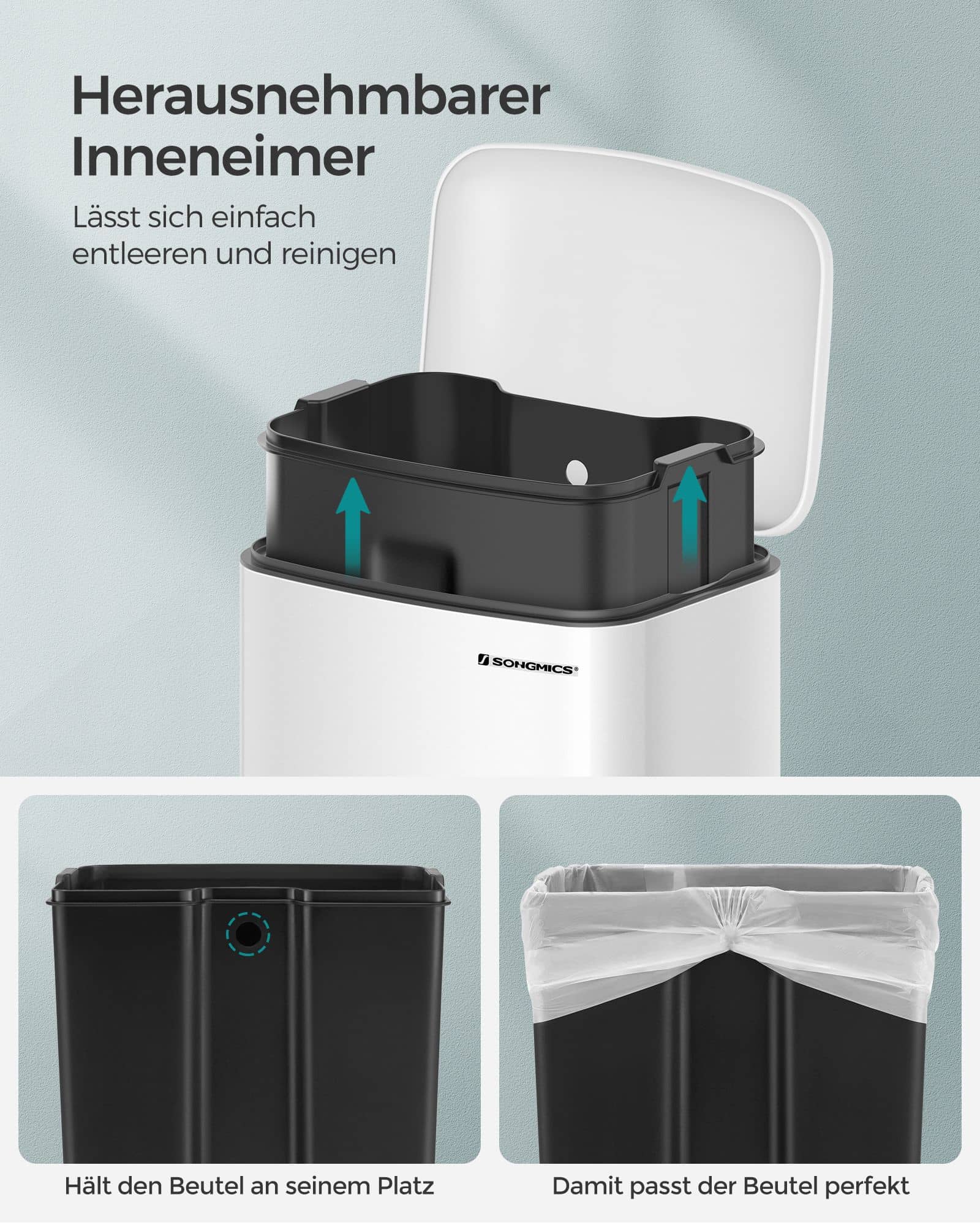 Mülleimer 30 L Weiß-LTB01W Mülleimer 30 L Weiß-LTB01W