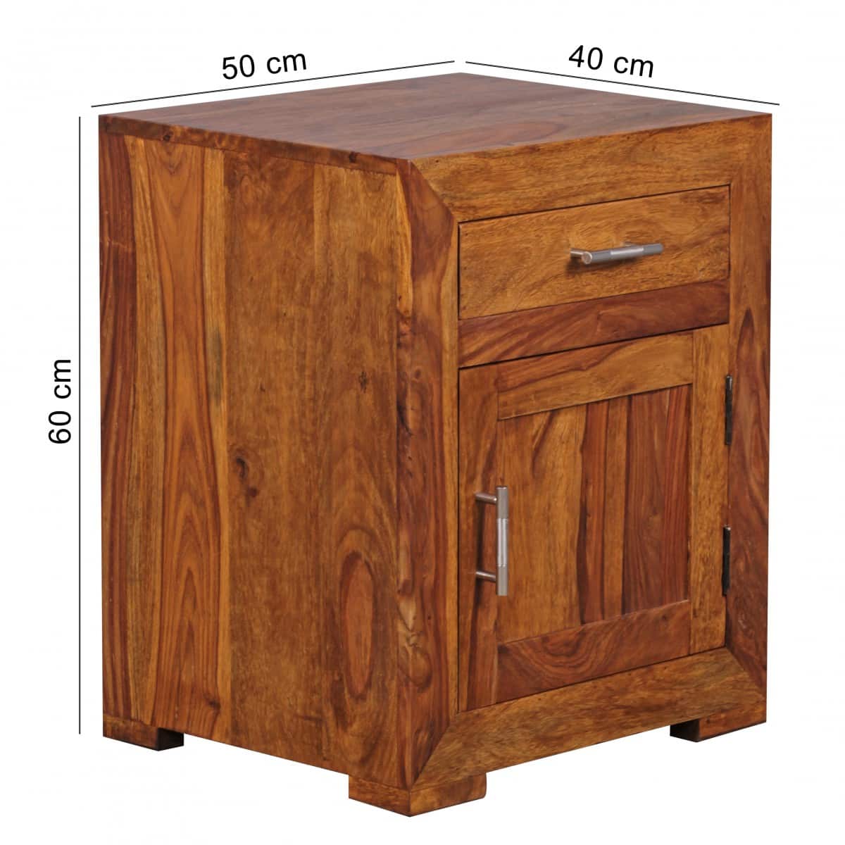 40333-WOHNLING-Nachtkonsole-WL1-761-WL1-761_2 Nachttisch MUMBAI Massivholz Sheesham Design Nachtkommode 60 cm mit Schublade und Tür Nachtschrank für Boxspringbett