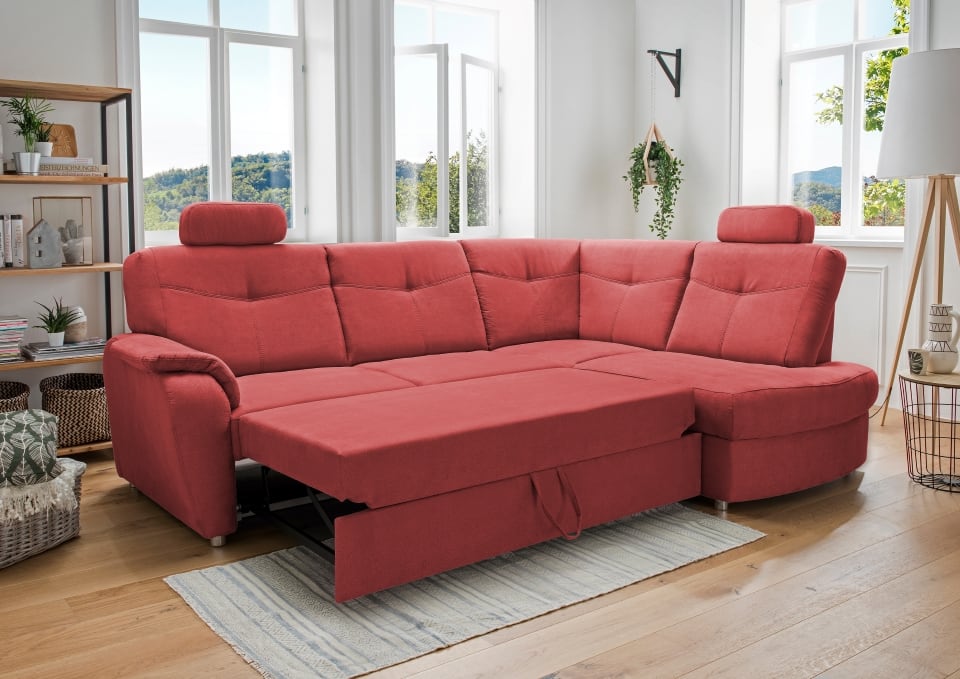 Stylisches Ecksofa Edna von Benformato mit Schlaffunktion und Bettkasten - Verschiedene Farben erhältlich Stylisches Ecksofa Edna von Benformato mit Schlaffunktion und Bettkasten - Verschiedene Farben erhältlich
