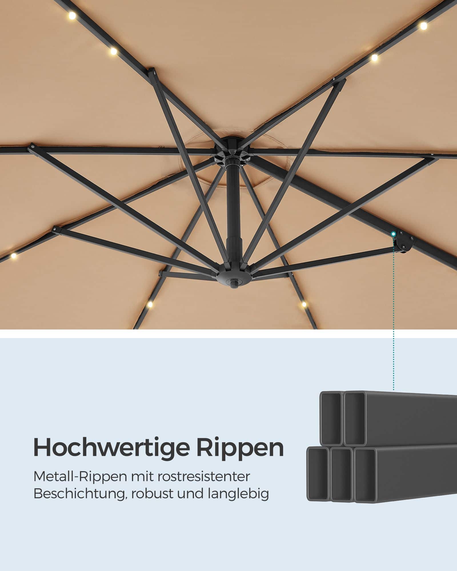 Ampelschirm drehbar mit Kurbel kamelbraun Ampelschirm drehbar mit Kurbel kamelbraun