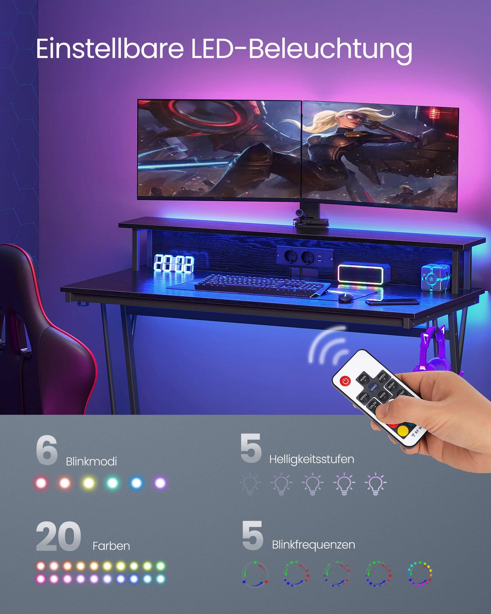 Gaming-Tisch mit LED-Beleuchtung Gaming-Tisch mit LED-Beleuchtung