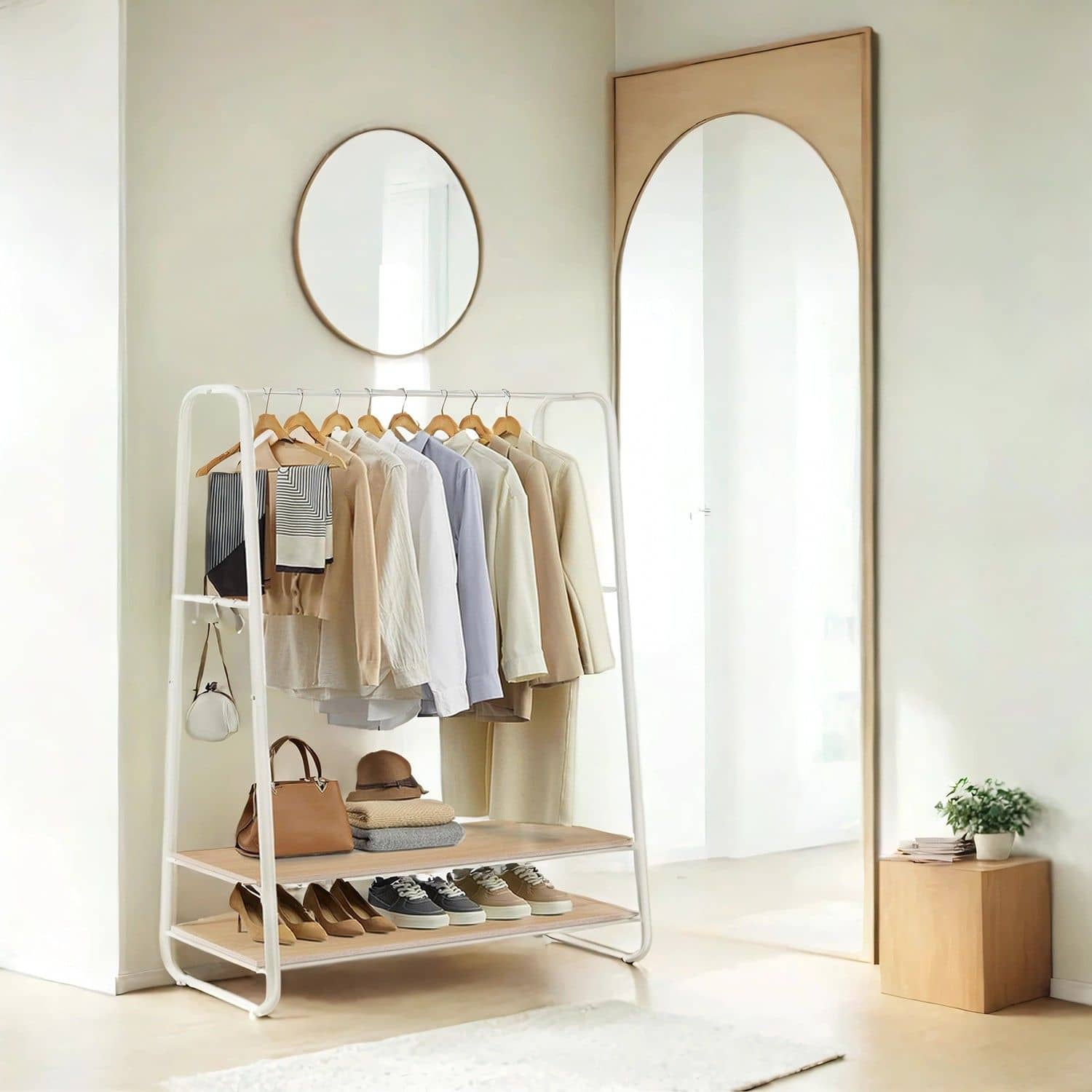 Kleiderständer, Garderobenständer, 2 Ablagen