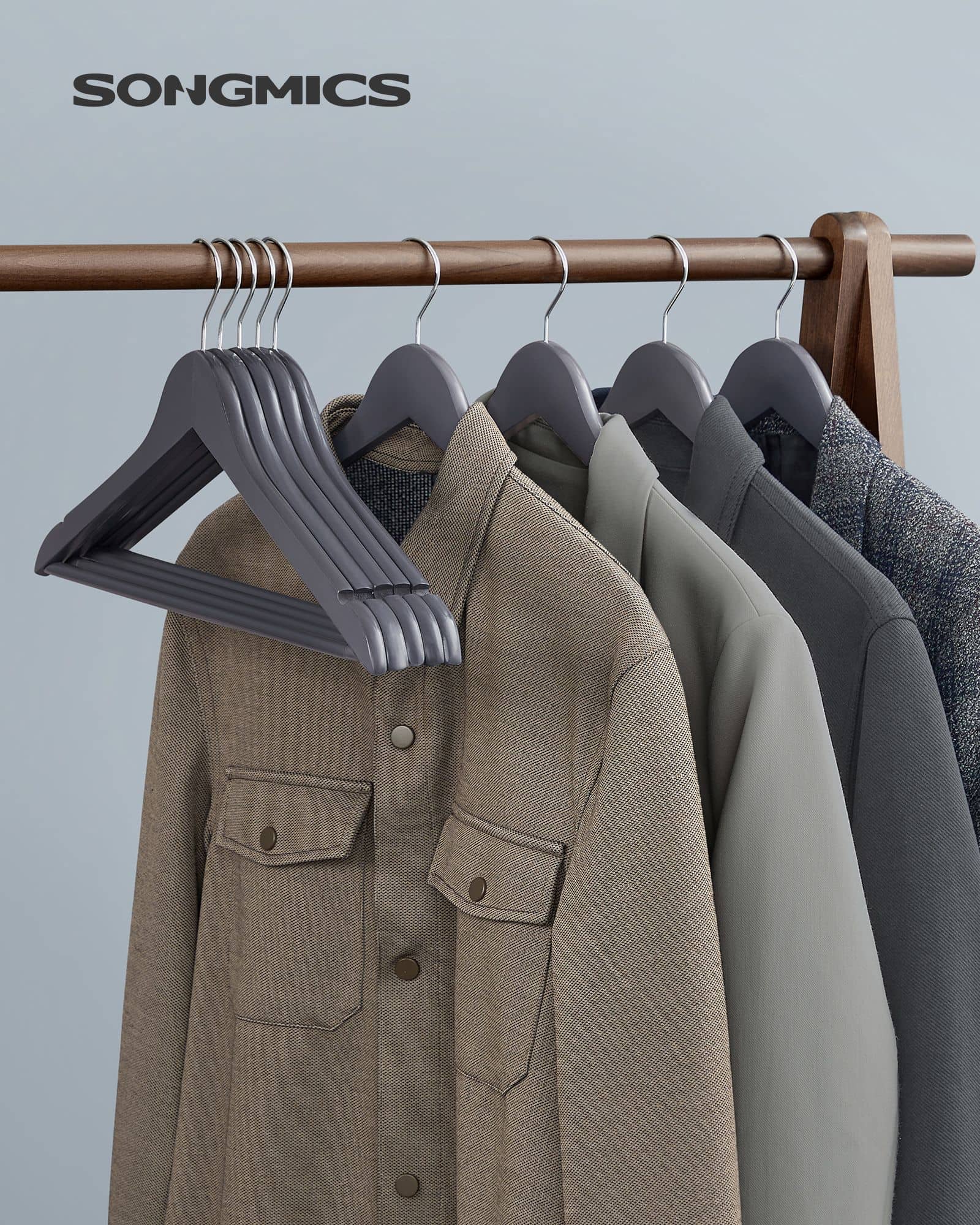 Kleiderbügel Holz drehbar grau-silbern-CRW001G01 Kleiderbügel Holz drehbar grau-silbern-CRW001G01