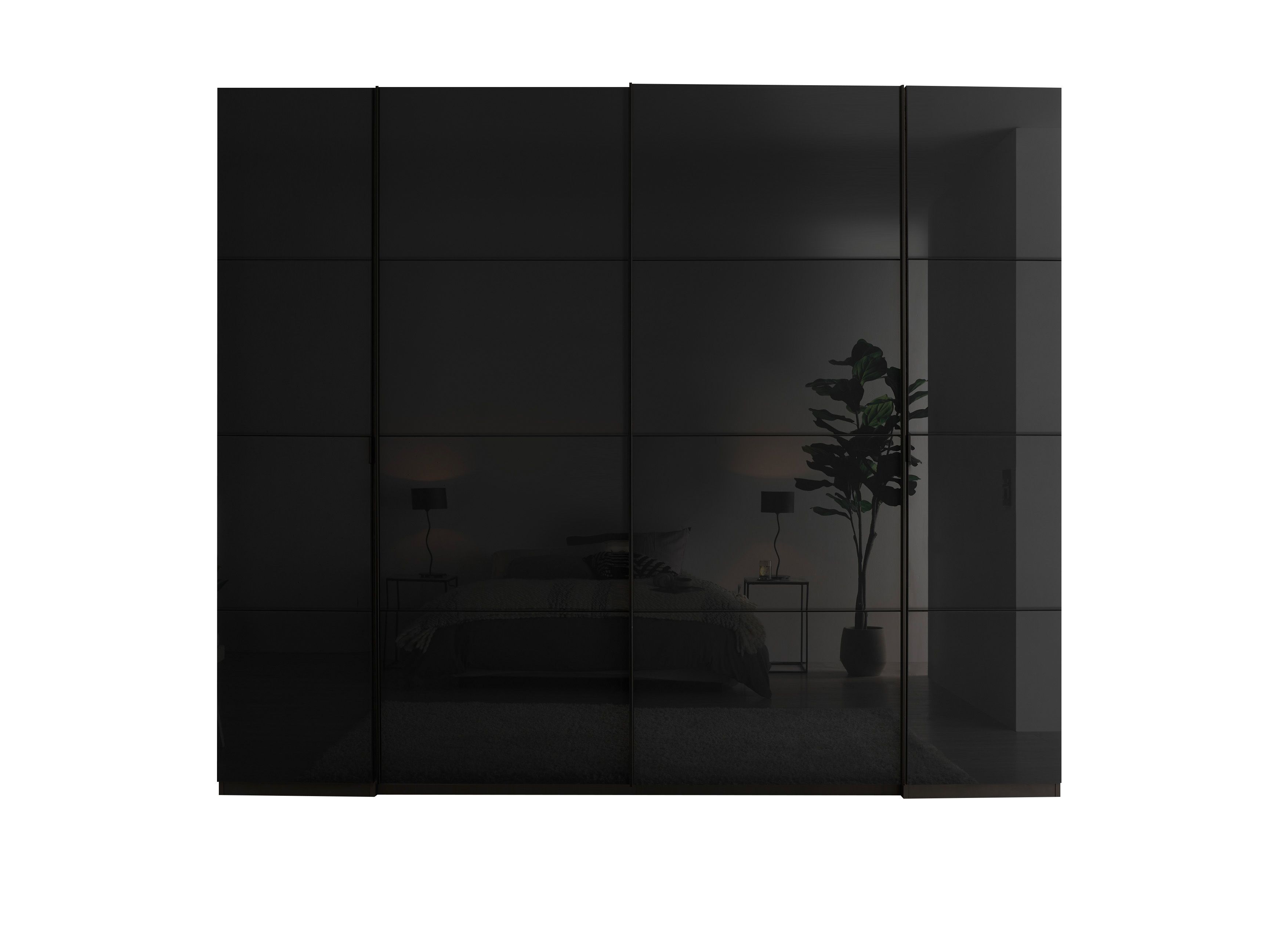 Mufo Kleiderschrank - graphit – moderner Schwebetüren-Schrank mit Drehtüren & Glasfront Mufo Kleiderschrank - graphit – moderner Schwebetüren-Schrank mit Drehtüren & Glasfront